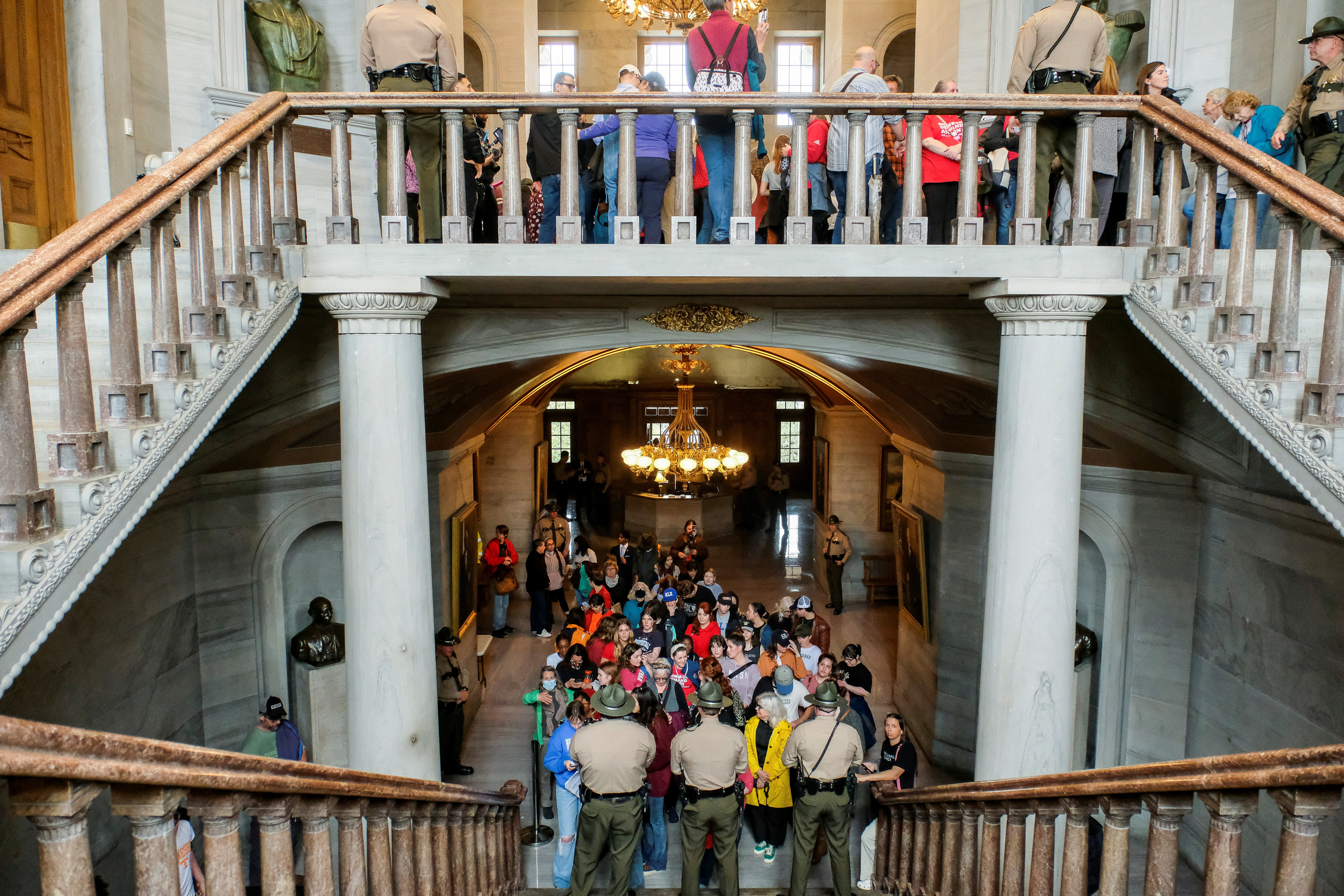 Protesters gather in the Tennessee State Capitol in Nashville