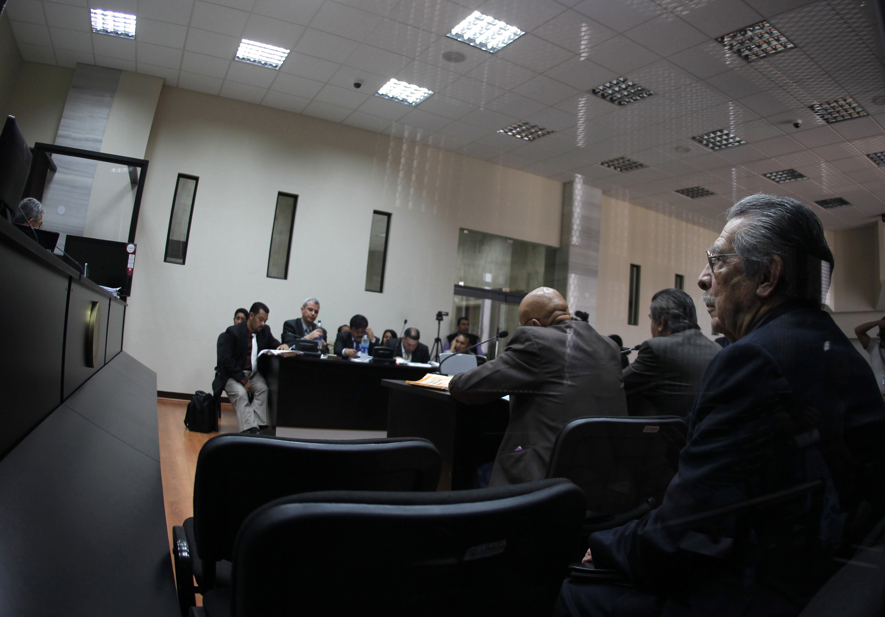 Former Guatemalan dictator Rios Montt sits during a hearing of his trial, in the Supreme Court of Justice in Guatemala City