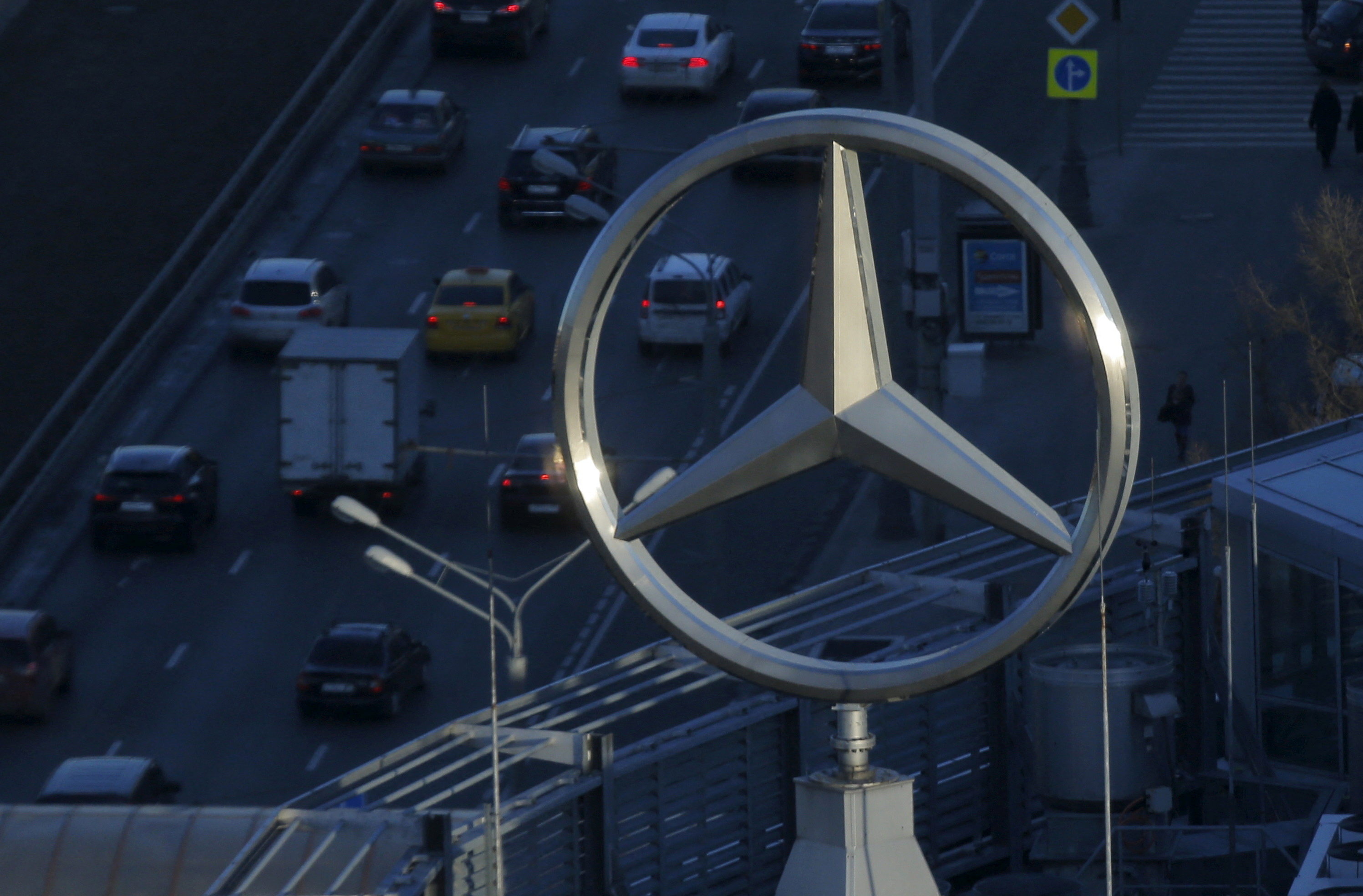 File photo of logo of Daimler's Mercedes-Benz luxury-car division in Moscow