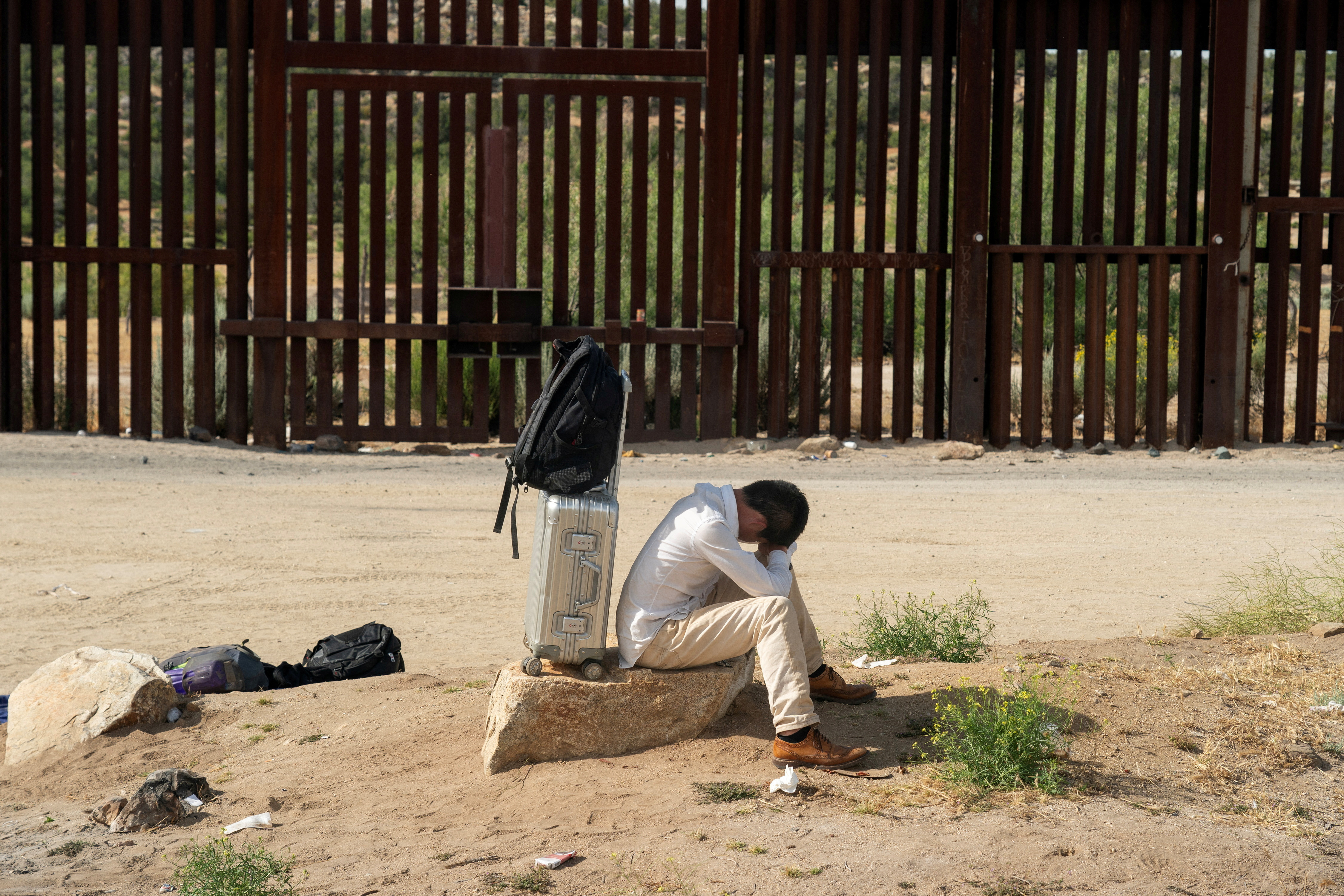 Migrants at U.S.-Mexico border in California