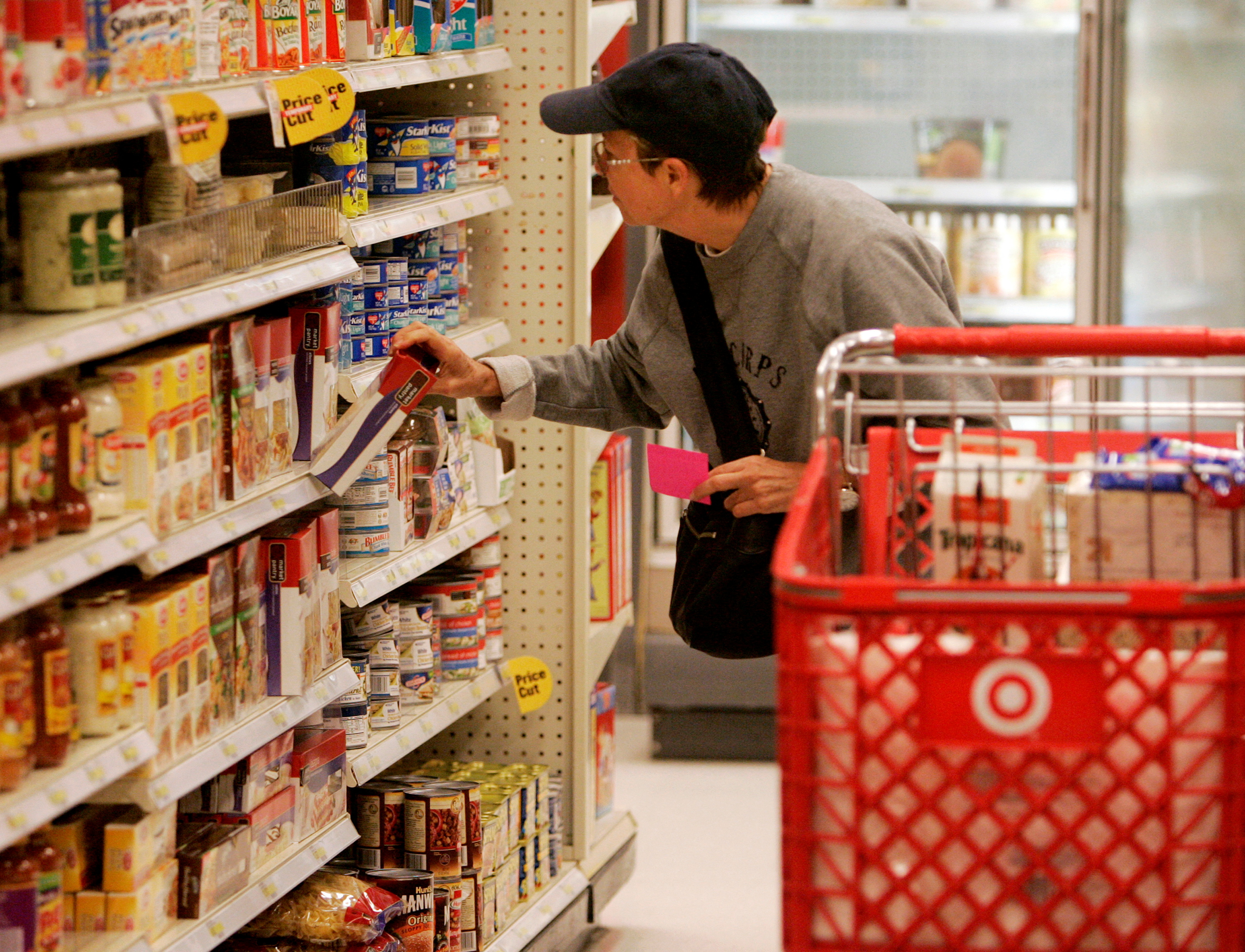 A shopper looks at grocery items at a Target store in Los Angeles, California August 18, 2009.