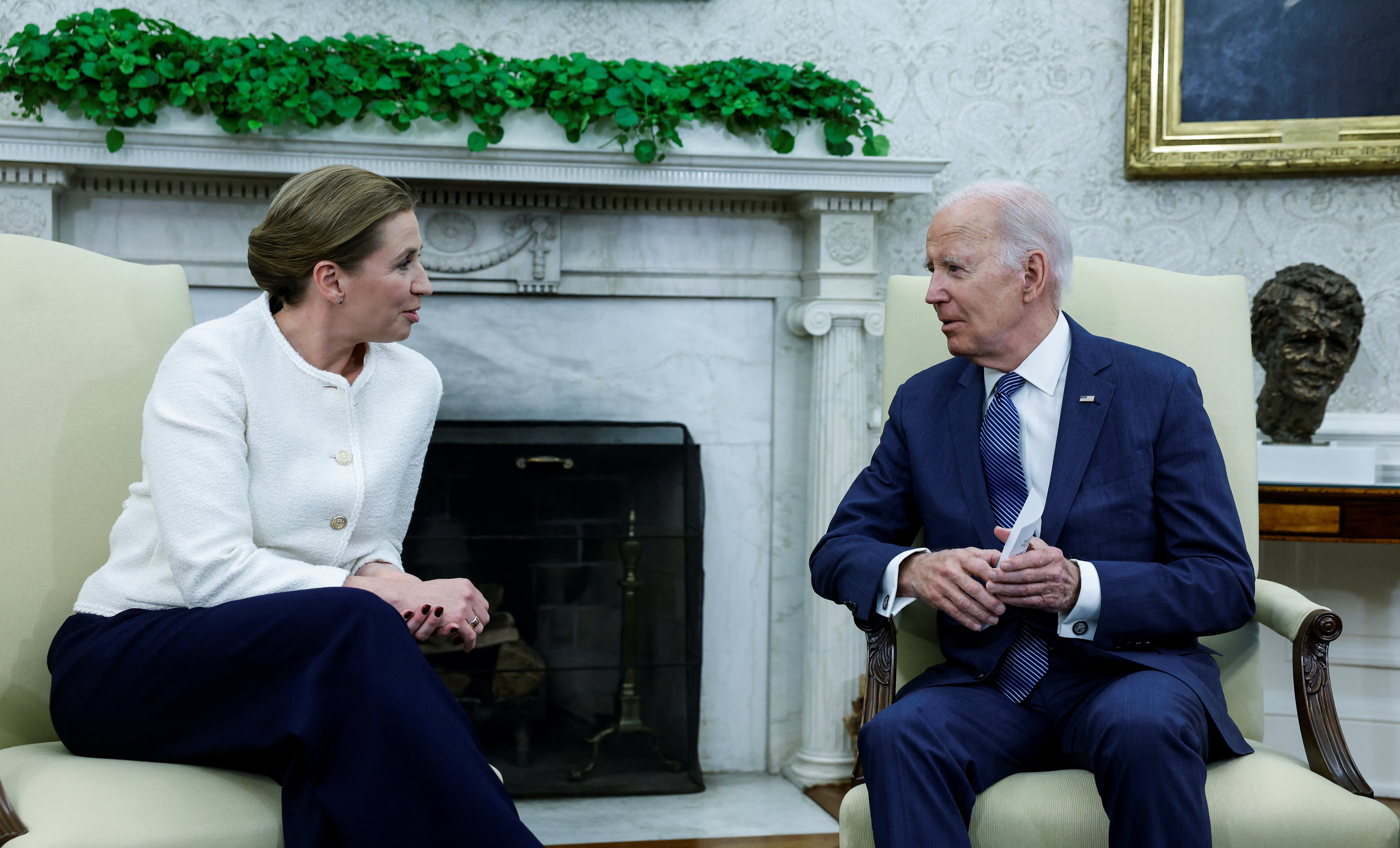 U.S. President Biden meets with Danish Prime Minister Frederiksen at the White House in Washington