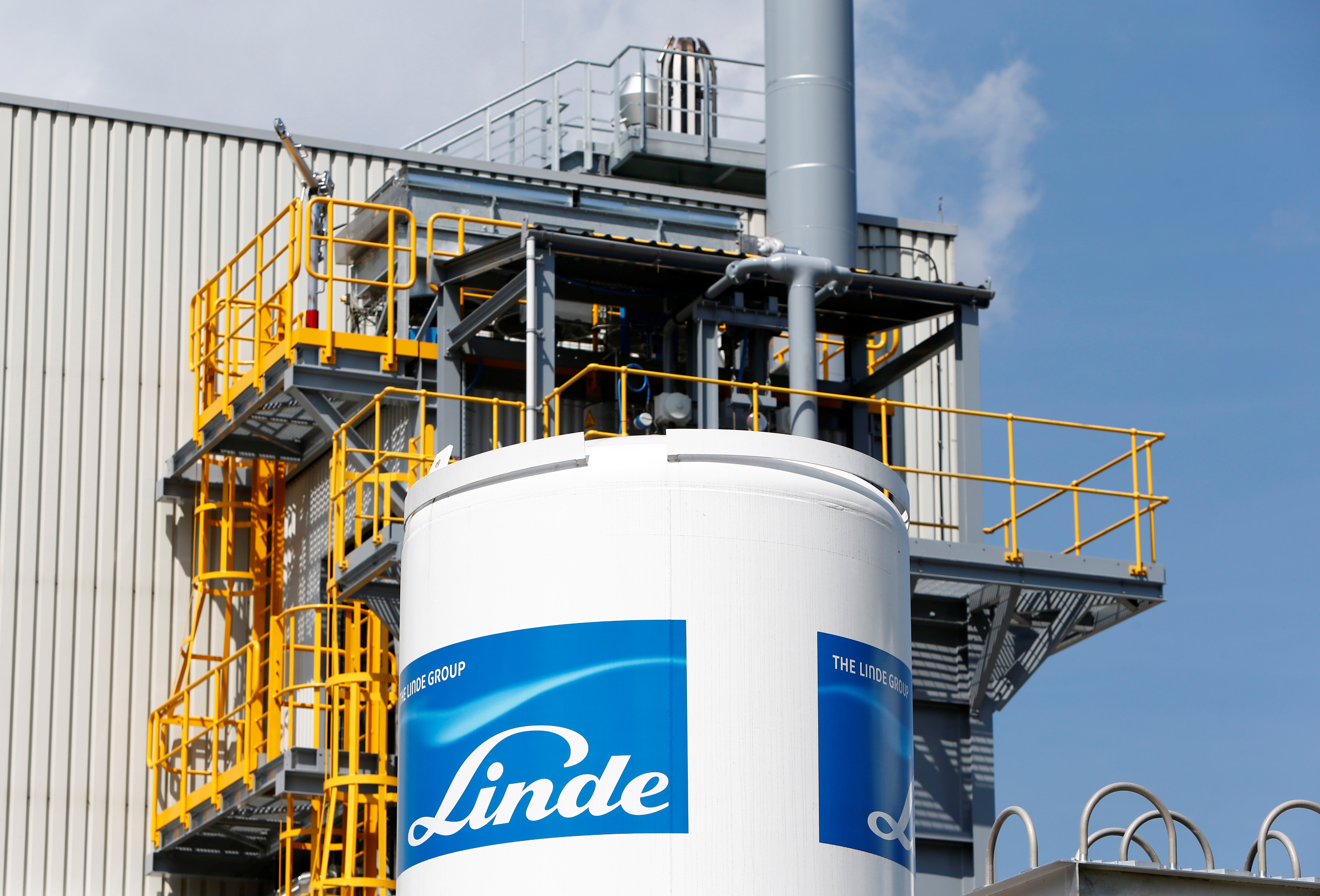 Linde Group logo is seen at company building in Munich