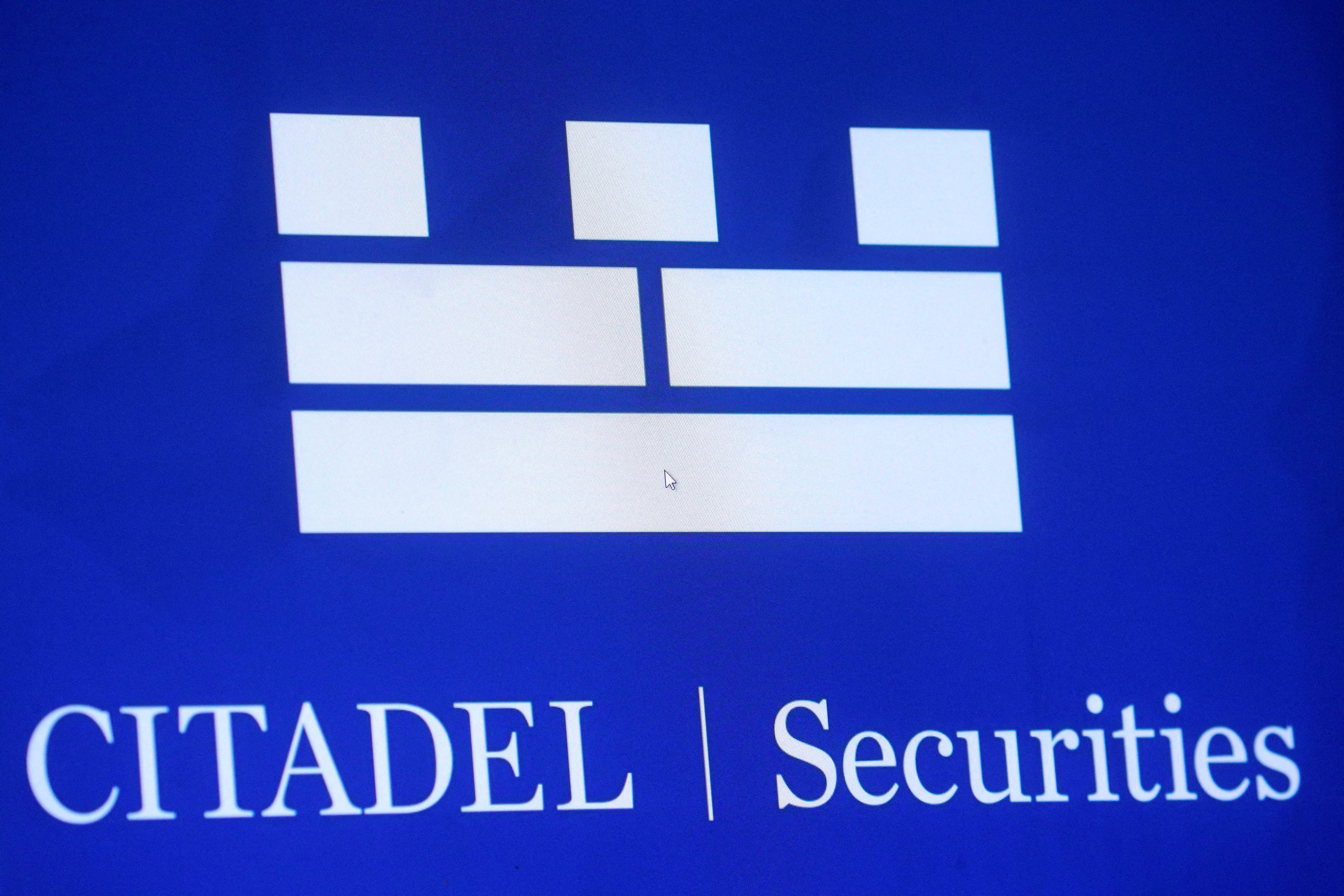 The Citadel Securities logo is displayed on a screen on the floor of the NYSE in New York