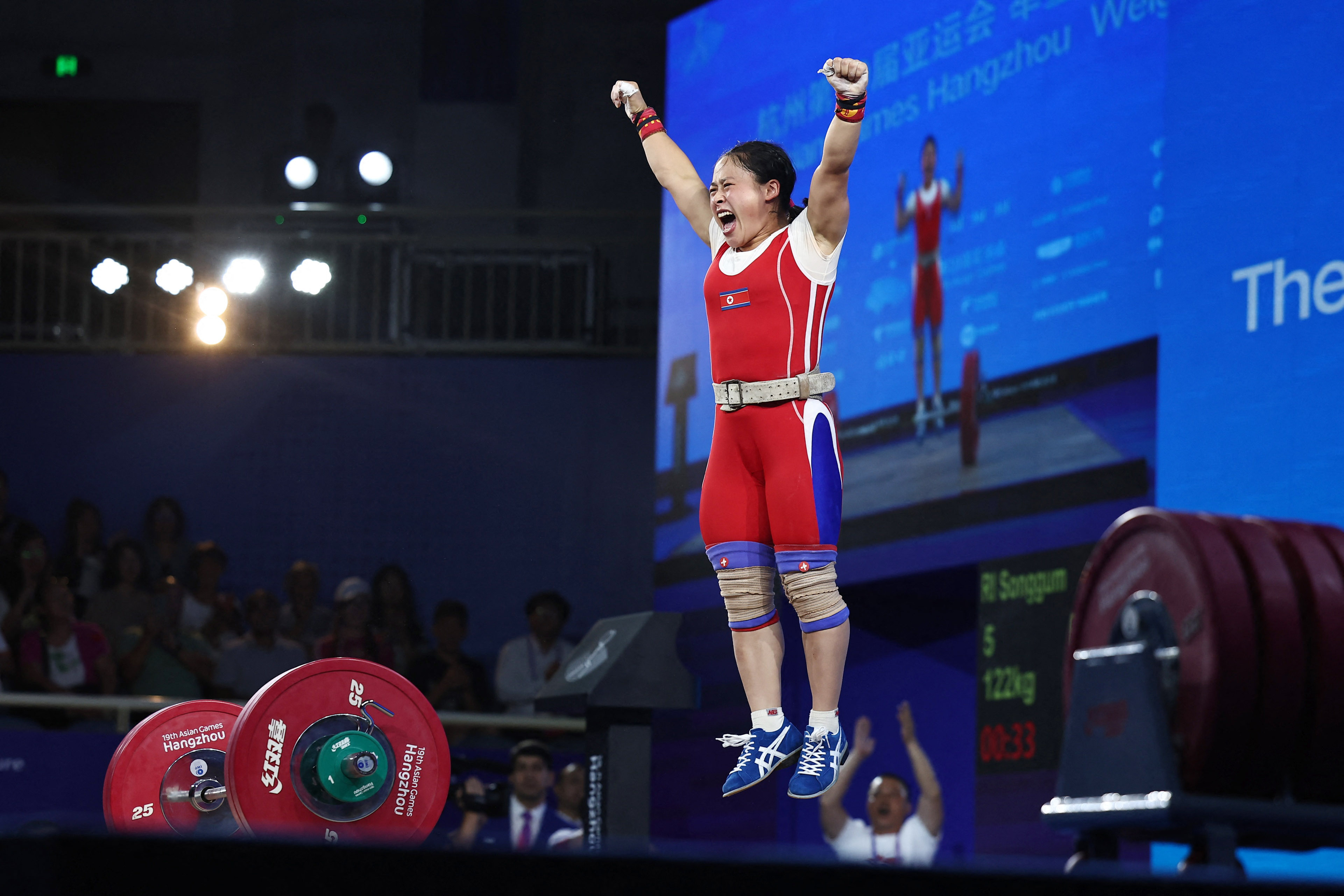 North Korea's Ri, Kang set weightlifting world records at Asian Games