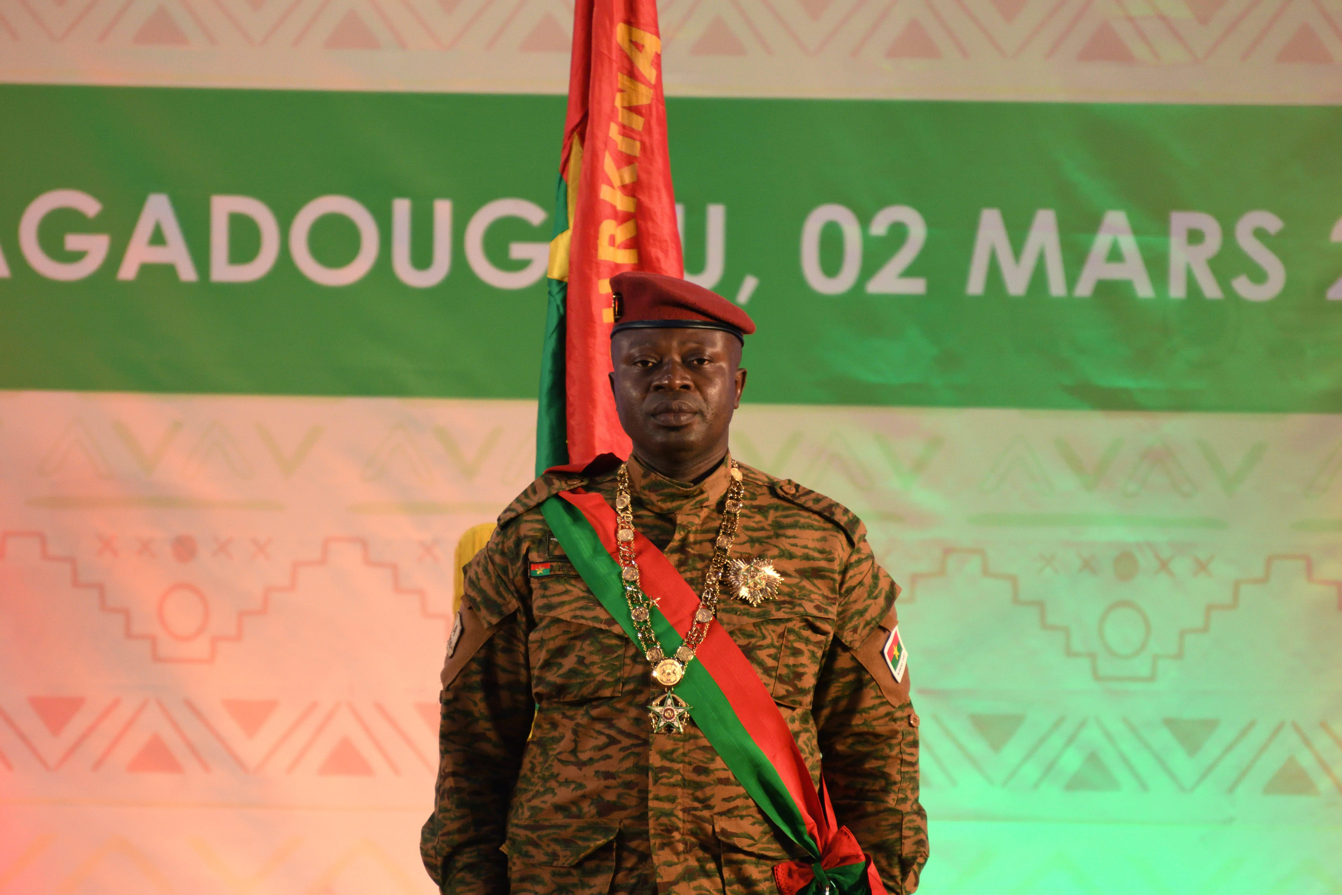 Burkina Faso's Damiba sworn in as president again to lead a three-year transition in Ouagadougou