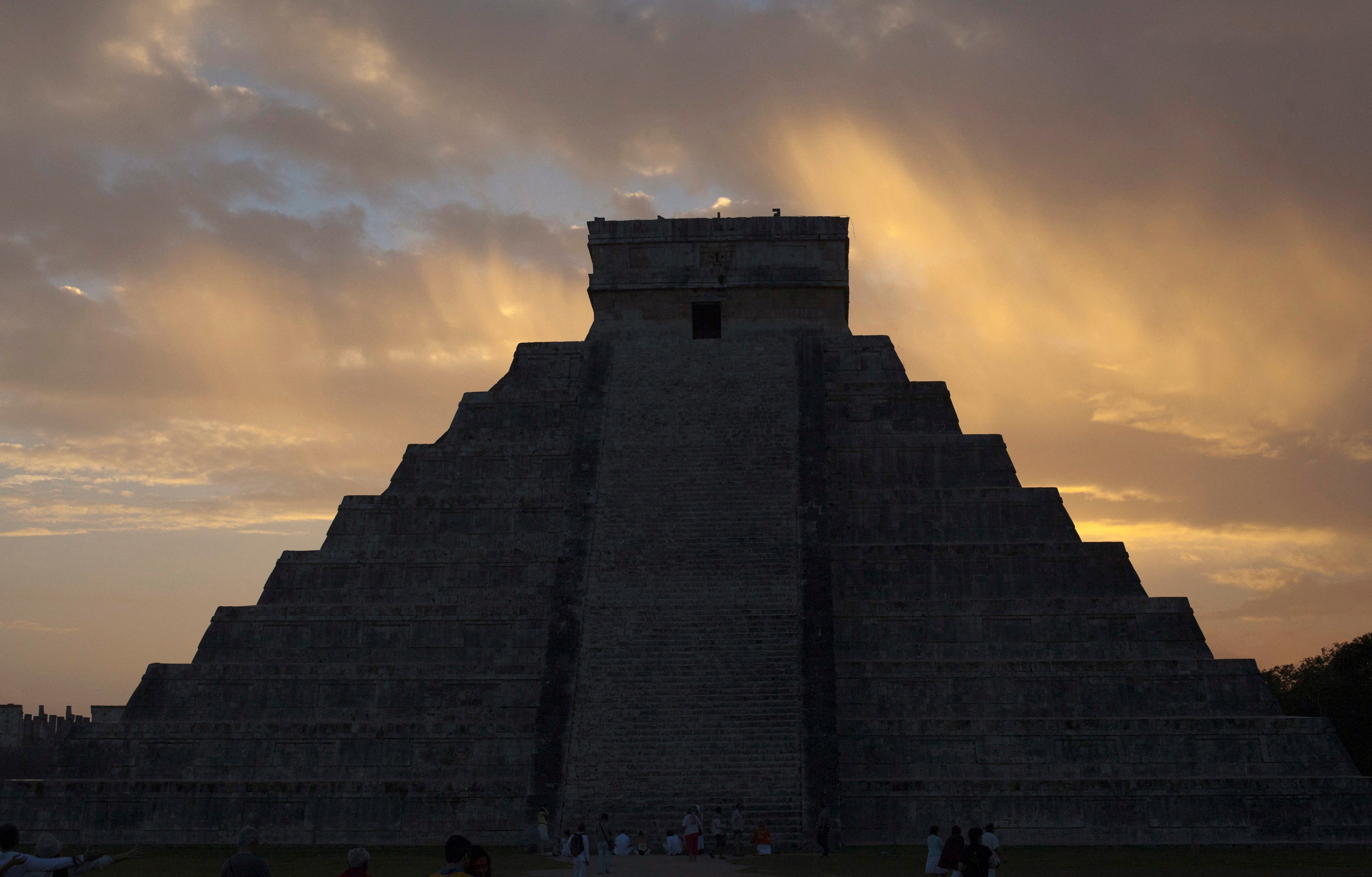 The pyramid of Kukulcan is seen during sunrise at the archaeological zone of Chichen Itza in Yucatan State