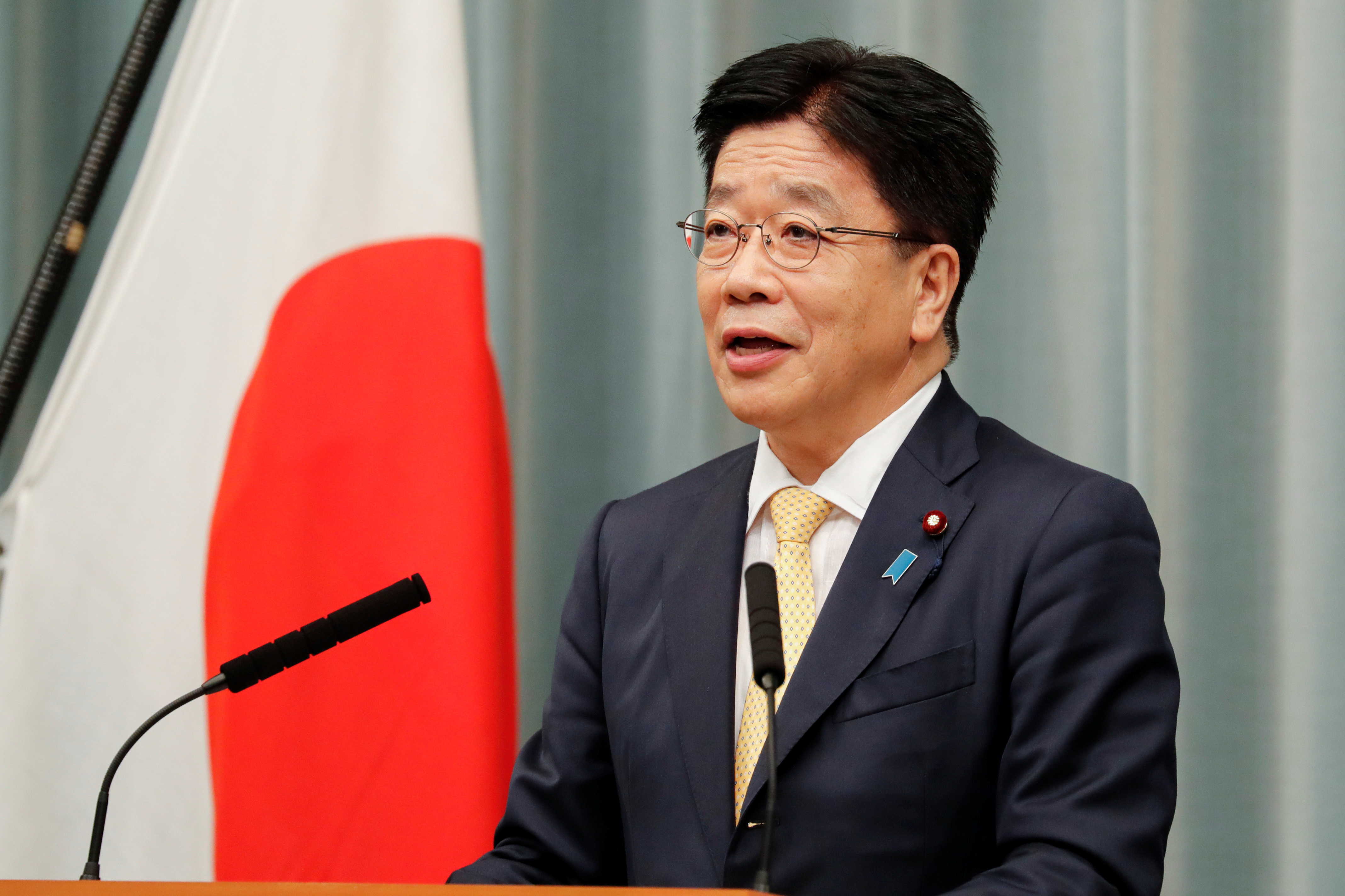 Japan's new Chief of Cabinet Secretary Katsunobu Kato announces new cabinet members in Tokyo