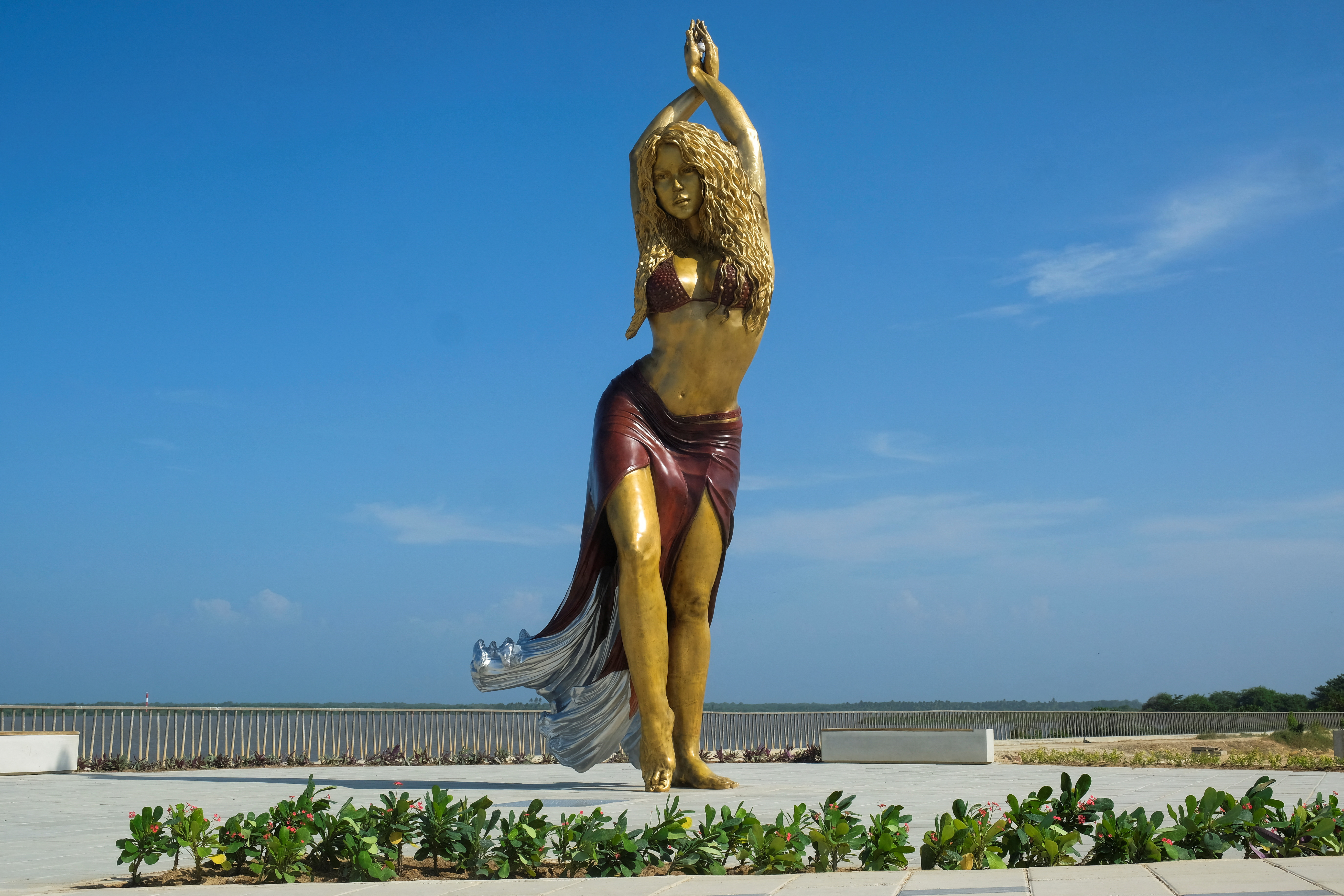 Statue of Colombian singer Shakira is unveiled in Barranquilla