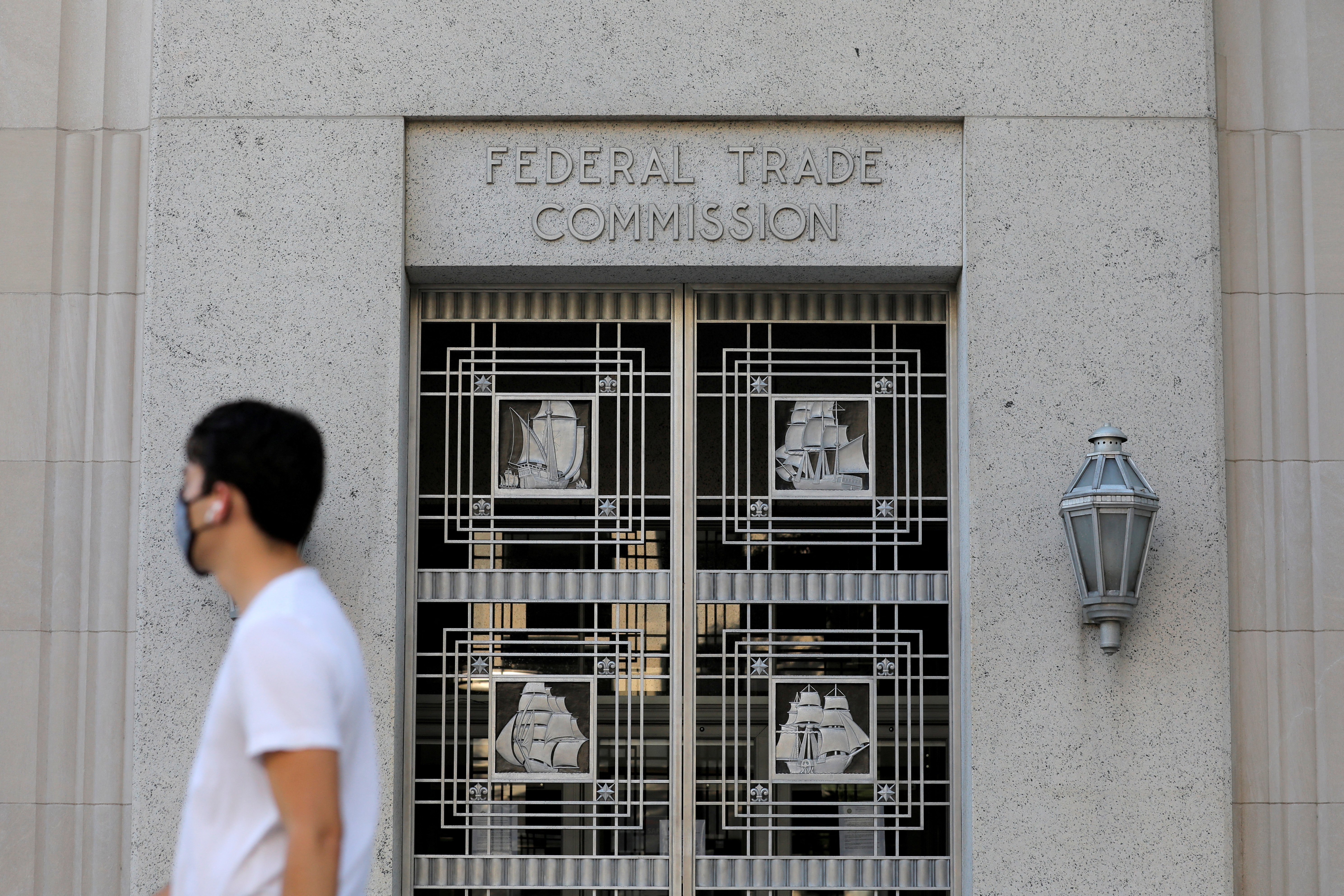 Signage is seen at the Federal Trade Commission headquarters in Washington, D.C.