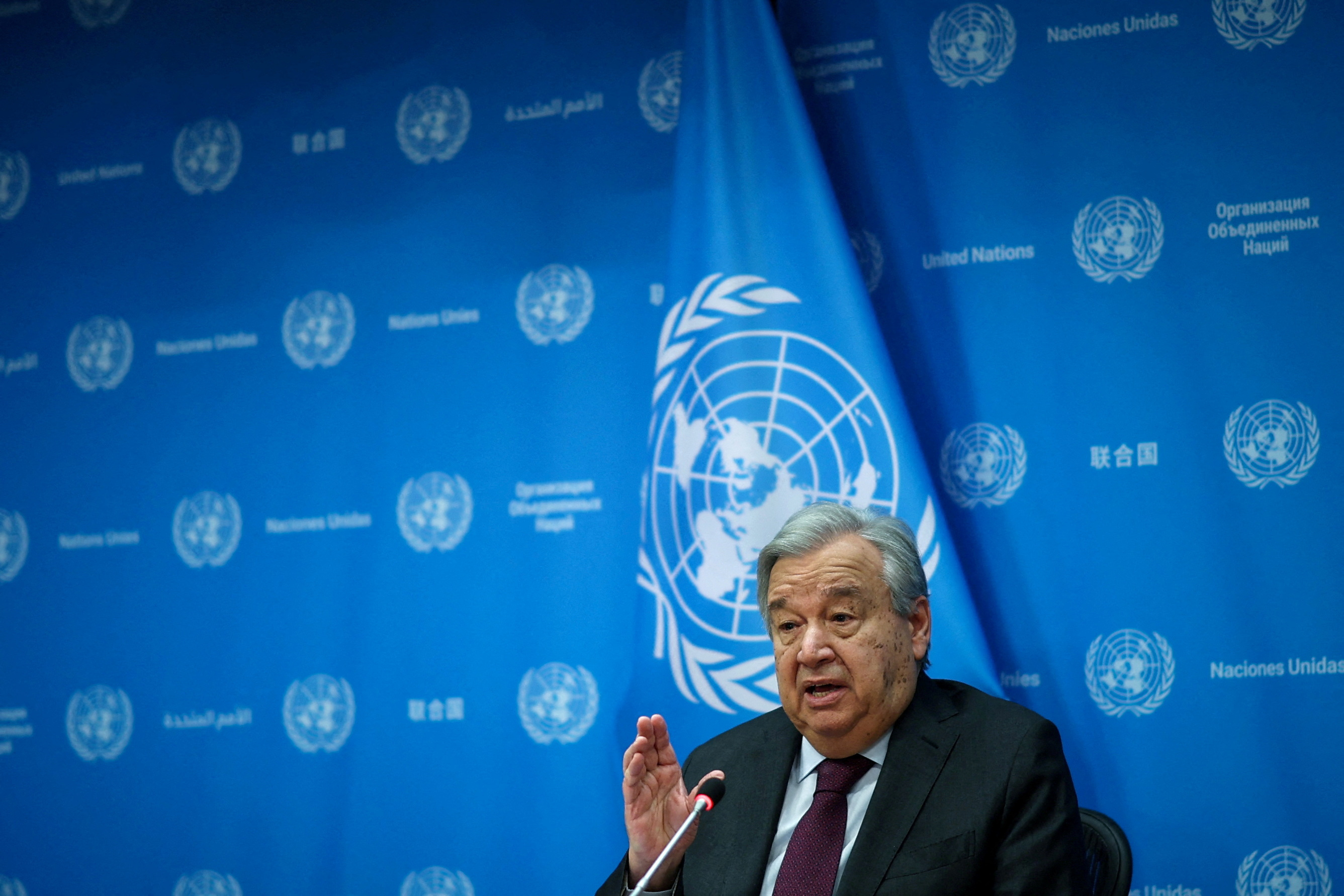 United Nations Secretary General Antonio Guterres holds press conference at U.N. headquarters in New York