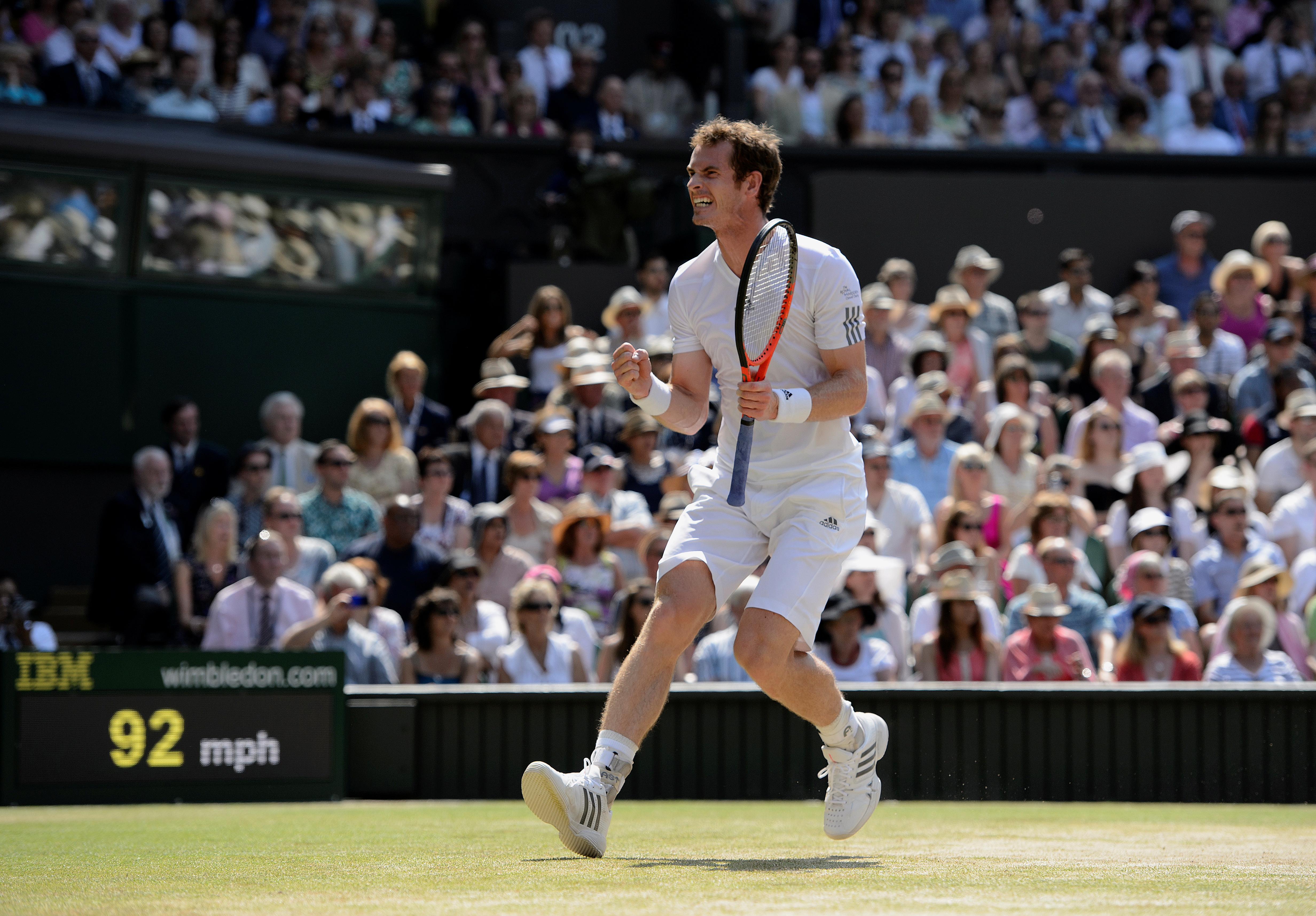 Andy Murray of Britain plays against Novak Djokovic of Serbia in the Men's Singles Final on centre court at the 2013 Wimbledon Championships tennis tournament in London, Britain, July 7, 2013. AELTC/Matthias Hangst/via REUTERS