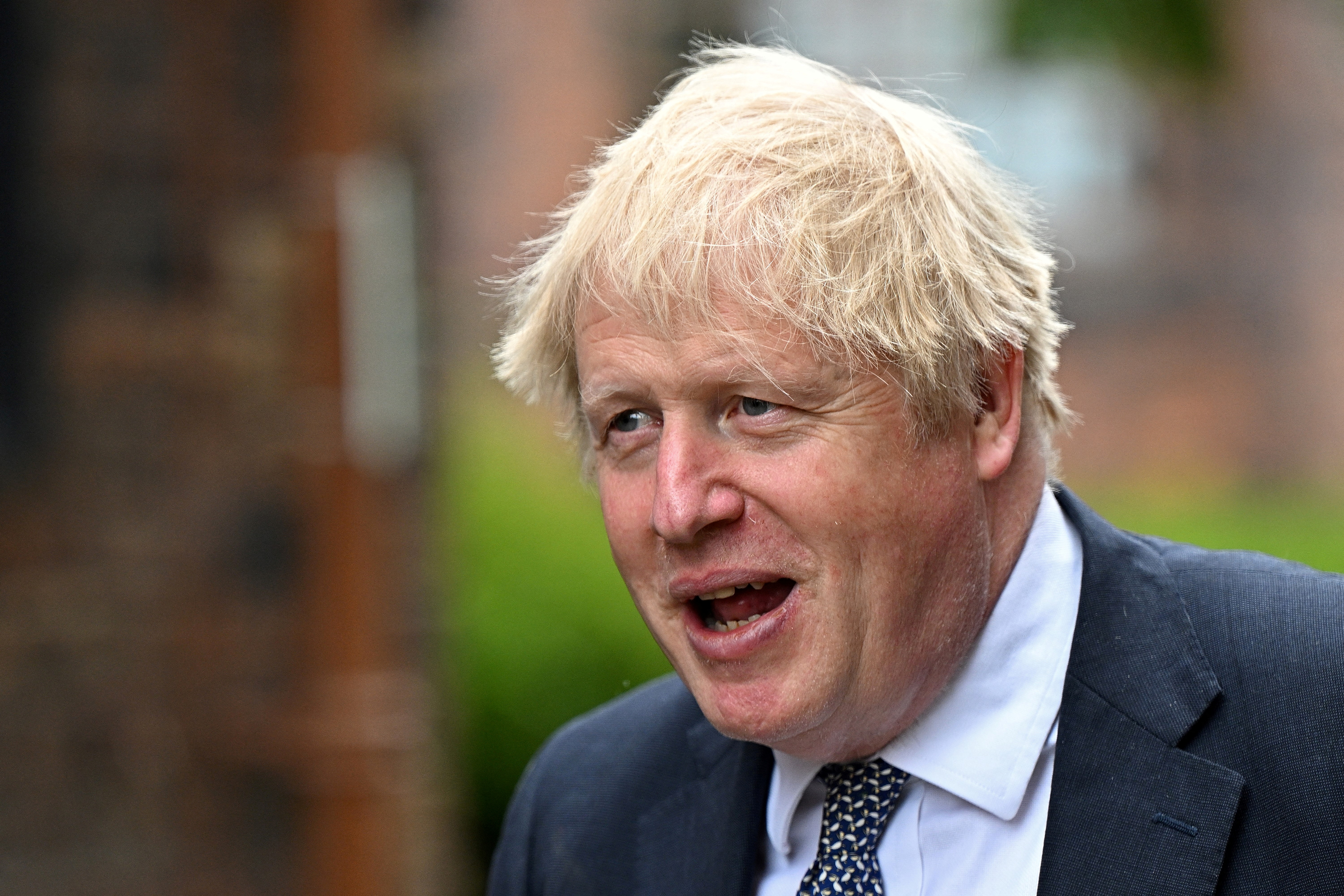 British Prime Minister Boris Johnson arrives to attend a Cabinet away day at Middleport Pottery in Stoke-on-Trent, central England