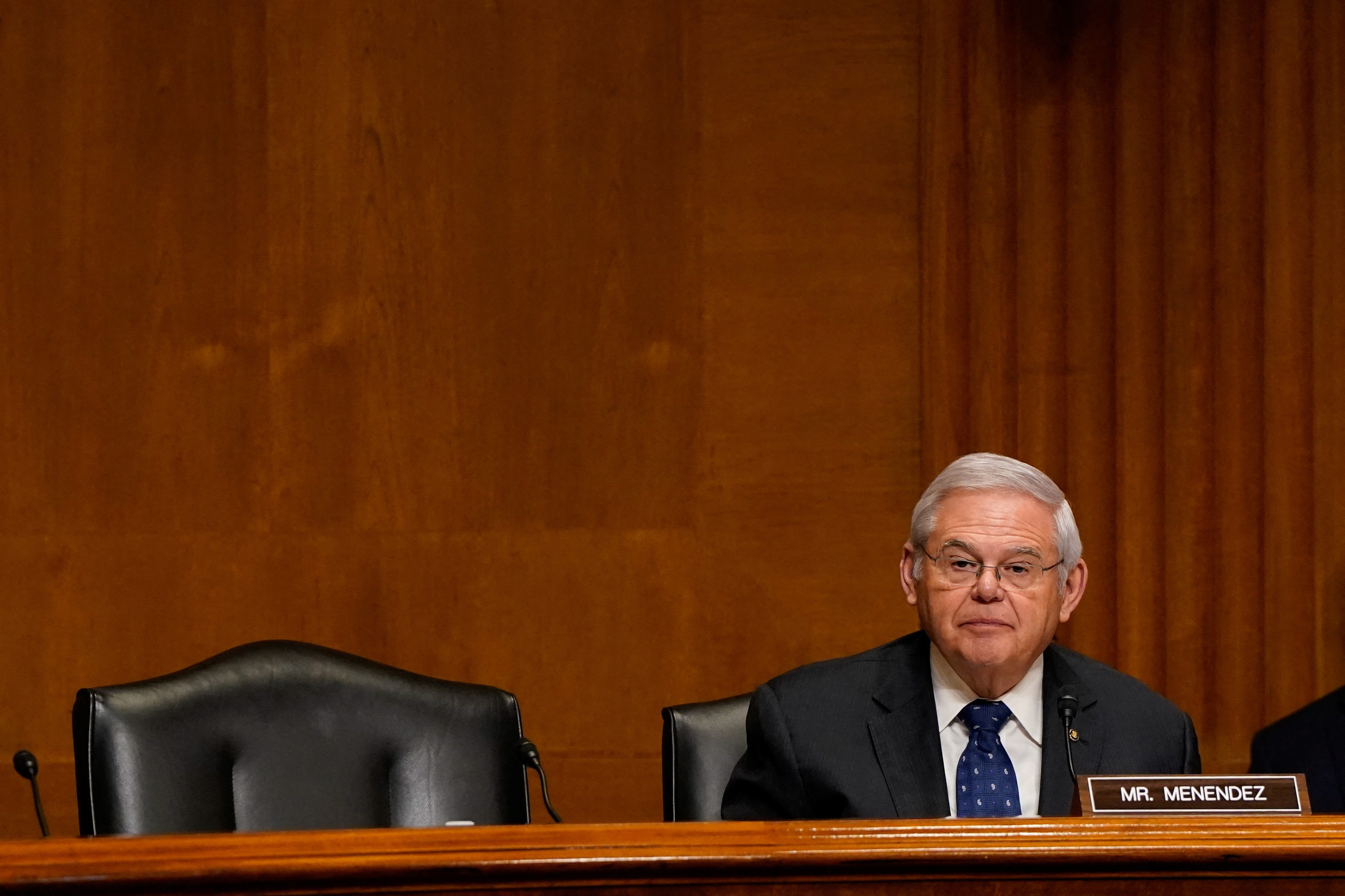 U.S. Senator Bob Menendez (D-NJ) attends a Senate Finance Committee hearing on the 2025 budget on Capitol Hill in Washington