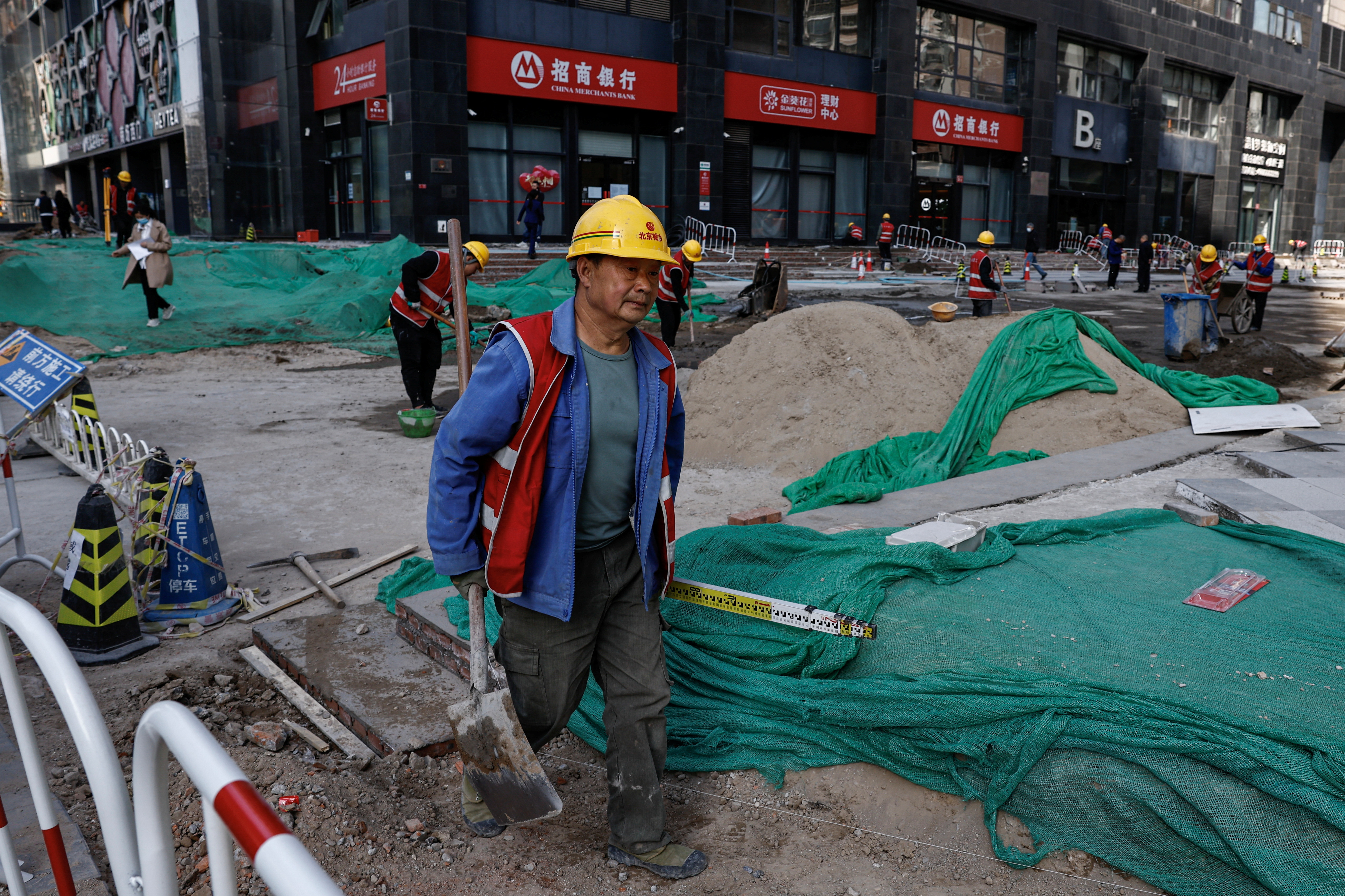 Worker at a construction site in Beijing