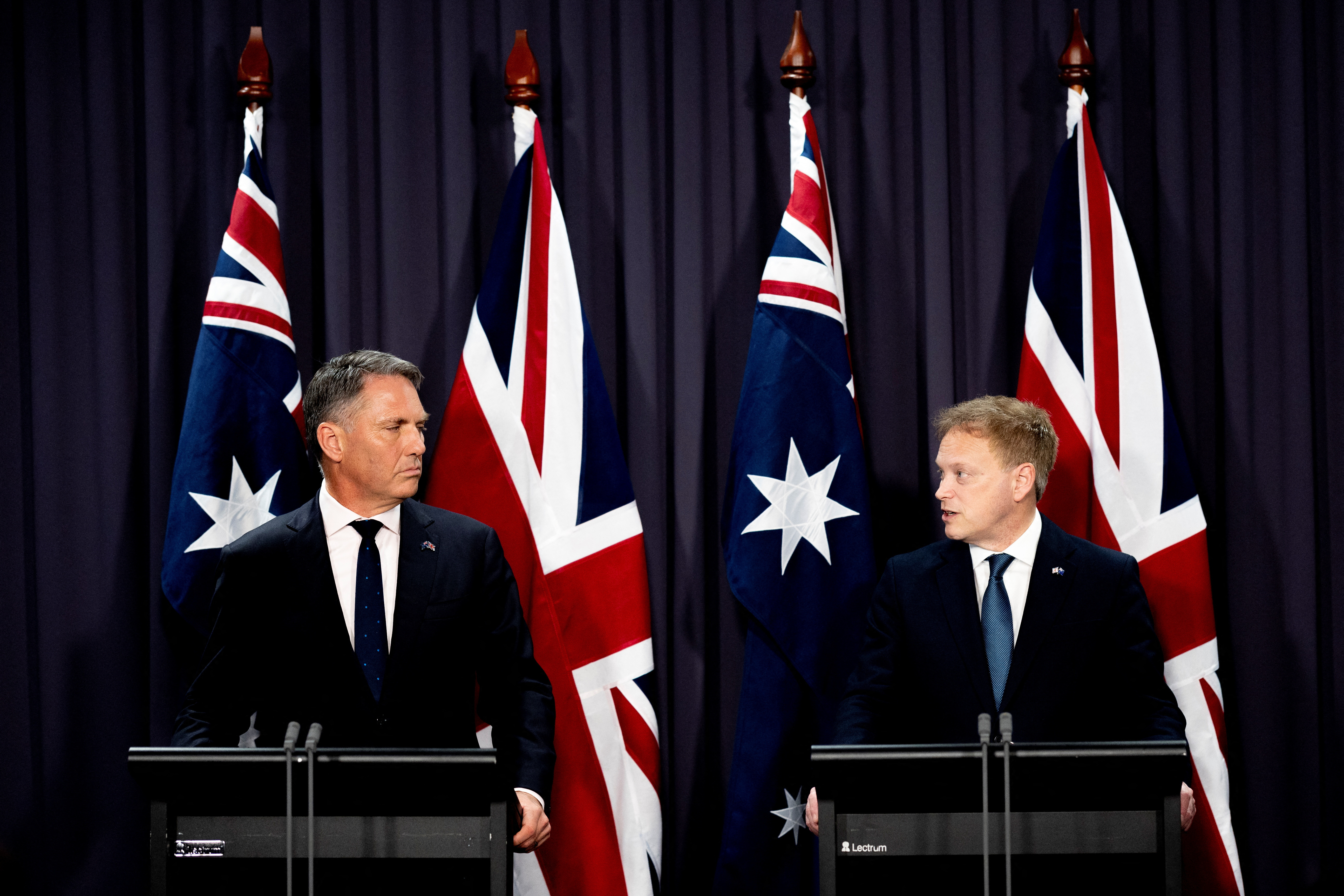British Defence Secretary Shapp and Australian Deputy Prime Minister and Minister for Defence Marles sign a new defence and security cooperation agreement, in Canberra