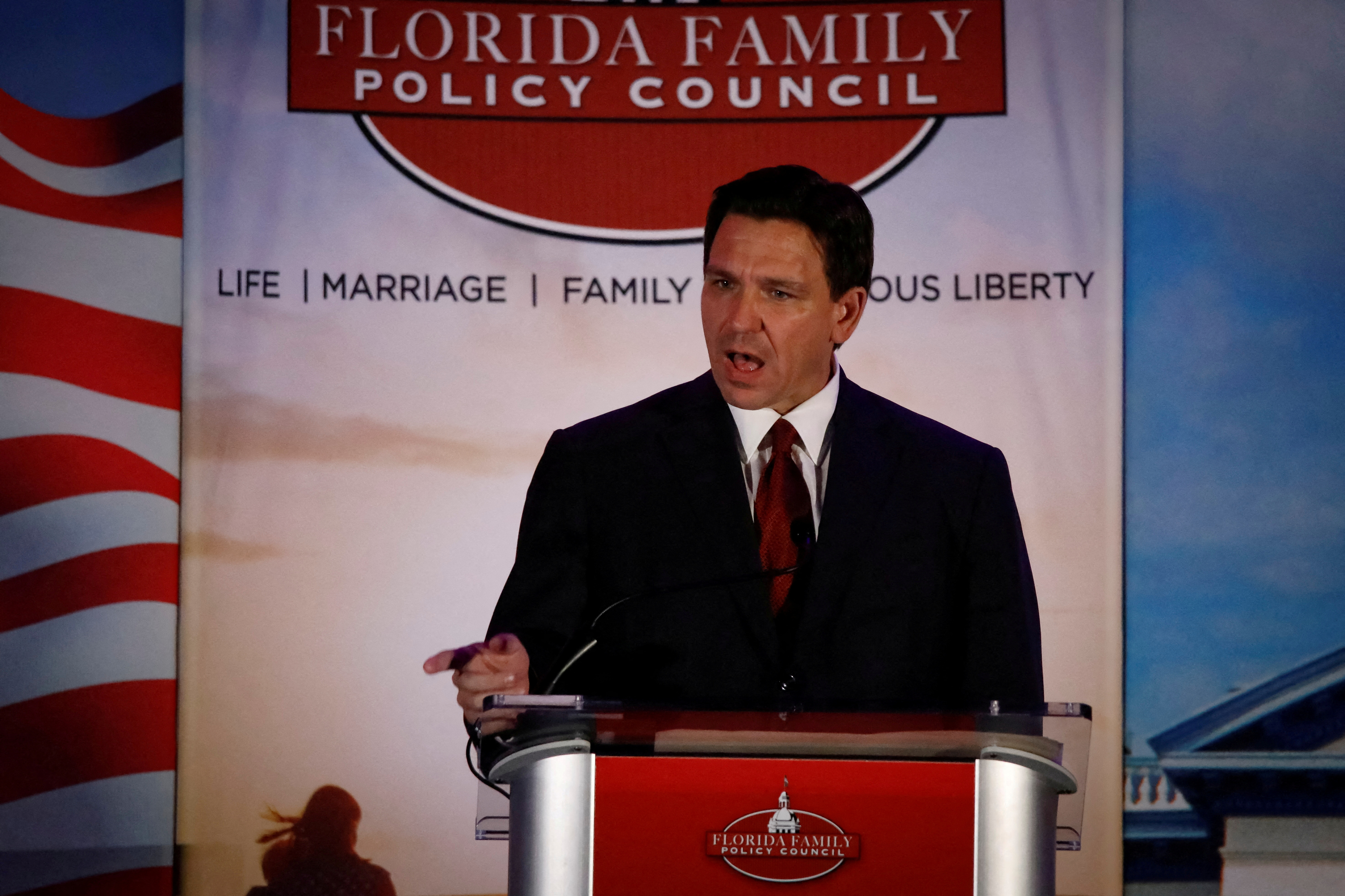 Florida Governor Ron DeSantis attends the Florida Family Policy Council Annual Dinner Gala, in Orlando