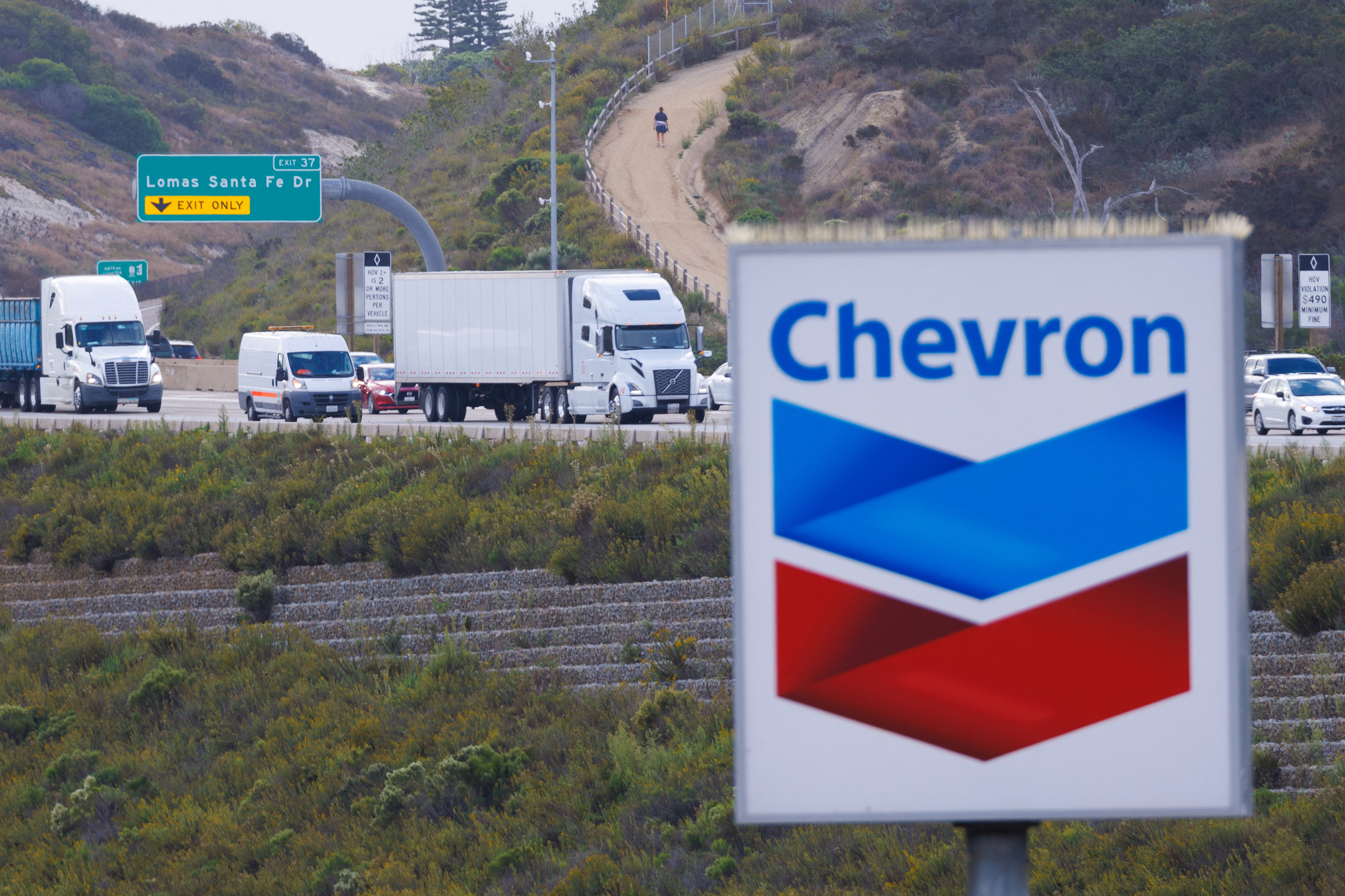 A Chevron gas station is shown in California