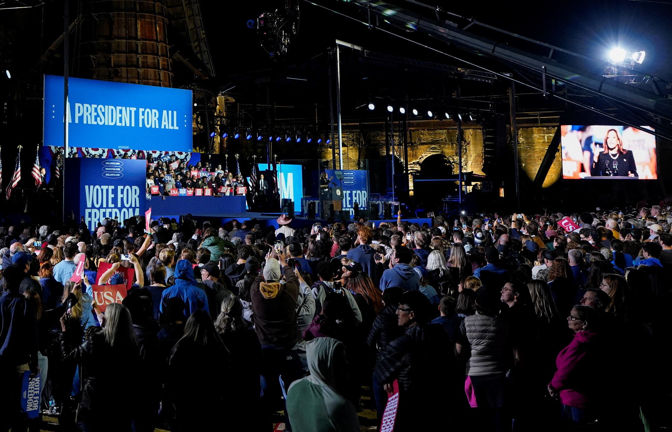 Democratic presidential nominee and U.S. Vice President Kamala Harris campaigns in Pennsylvania