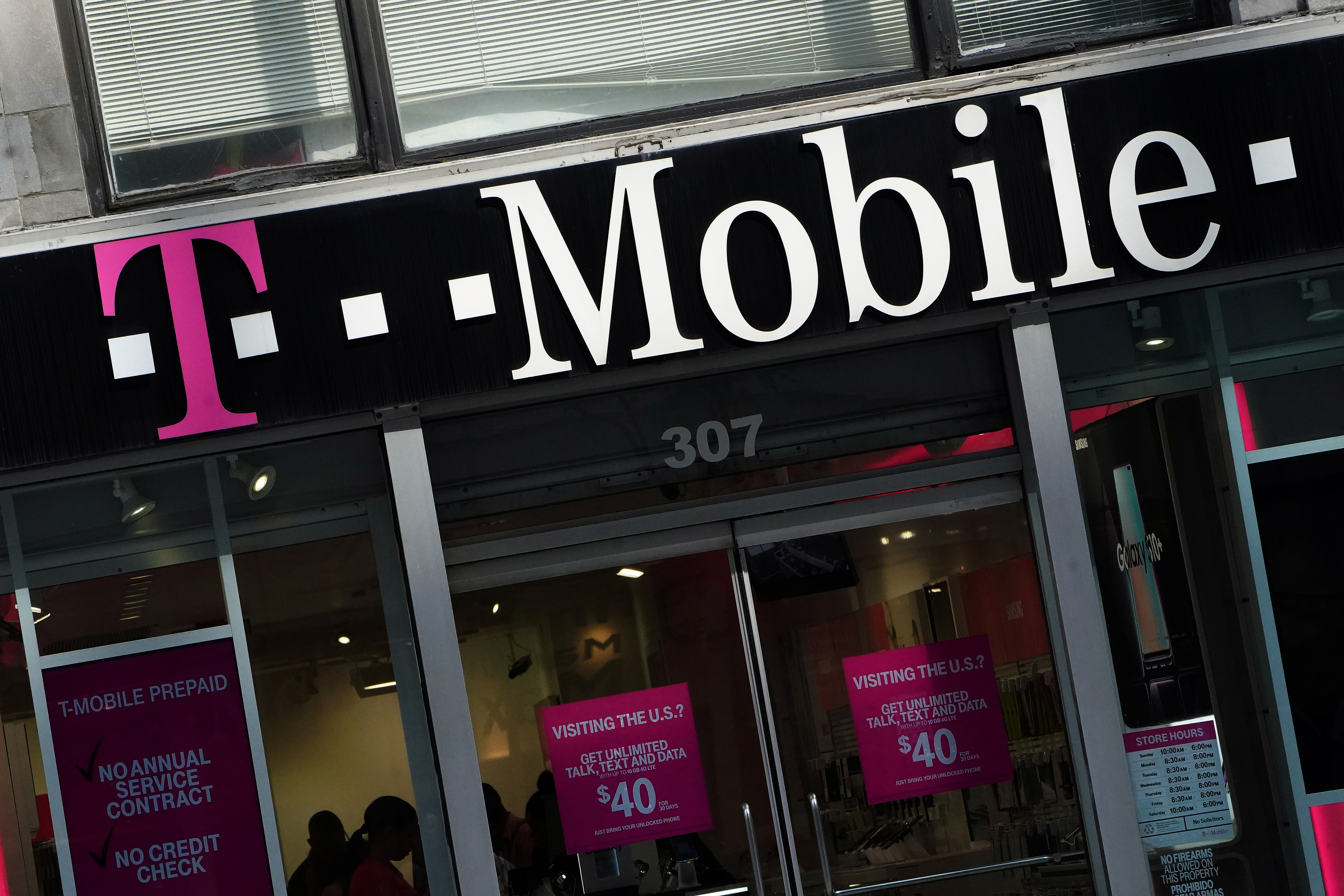 A T-Mobile store is pictured in the Manhattan borough of New York
