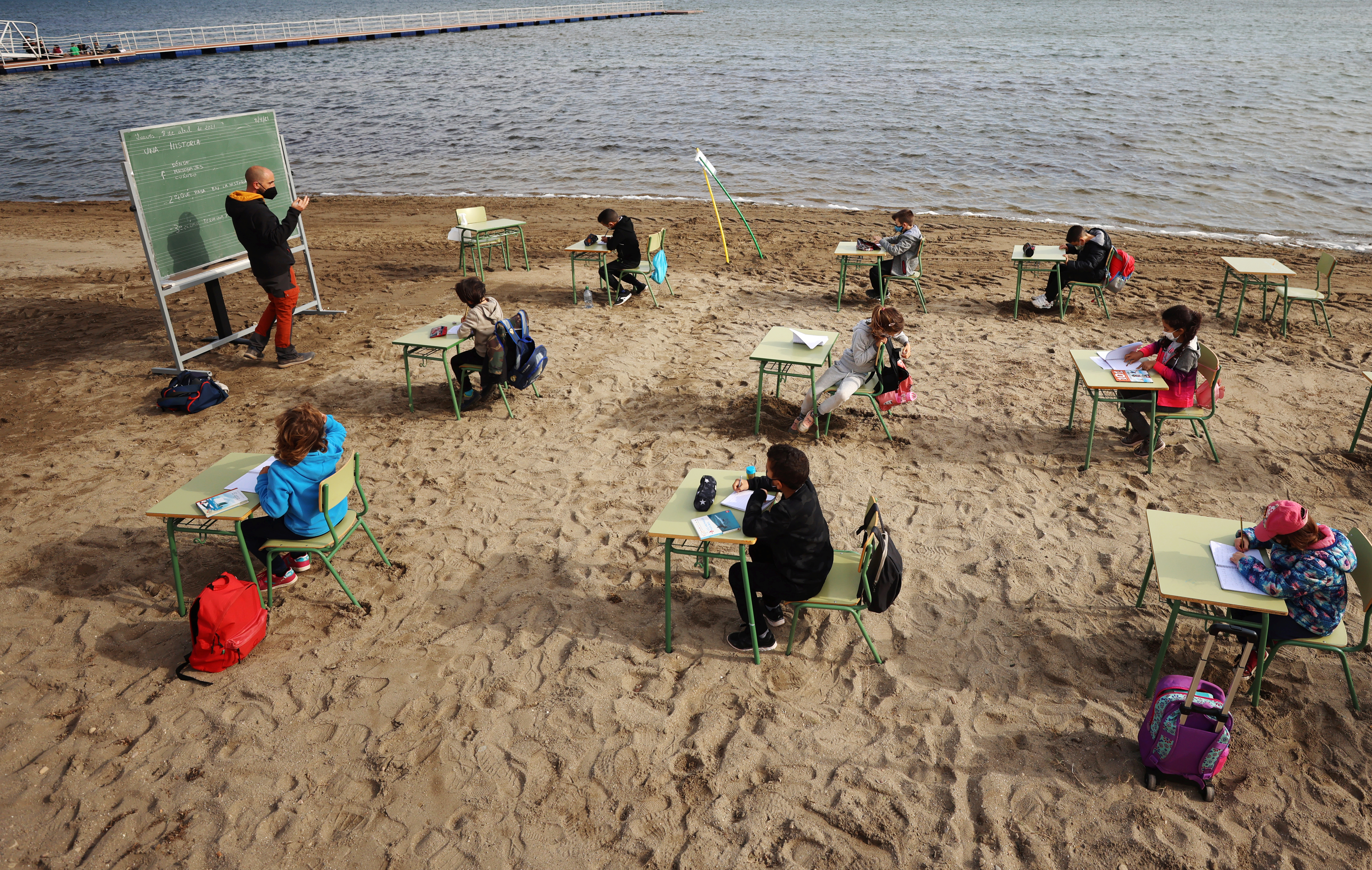 A beach in southern Spain becomes a large outdoor classroom