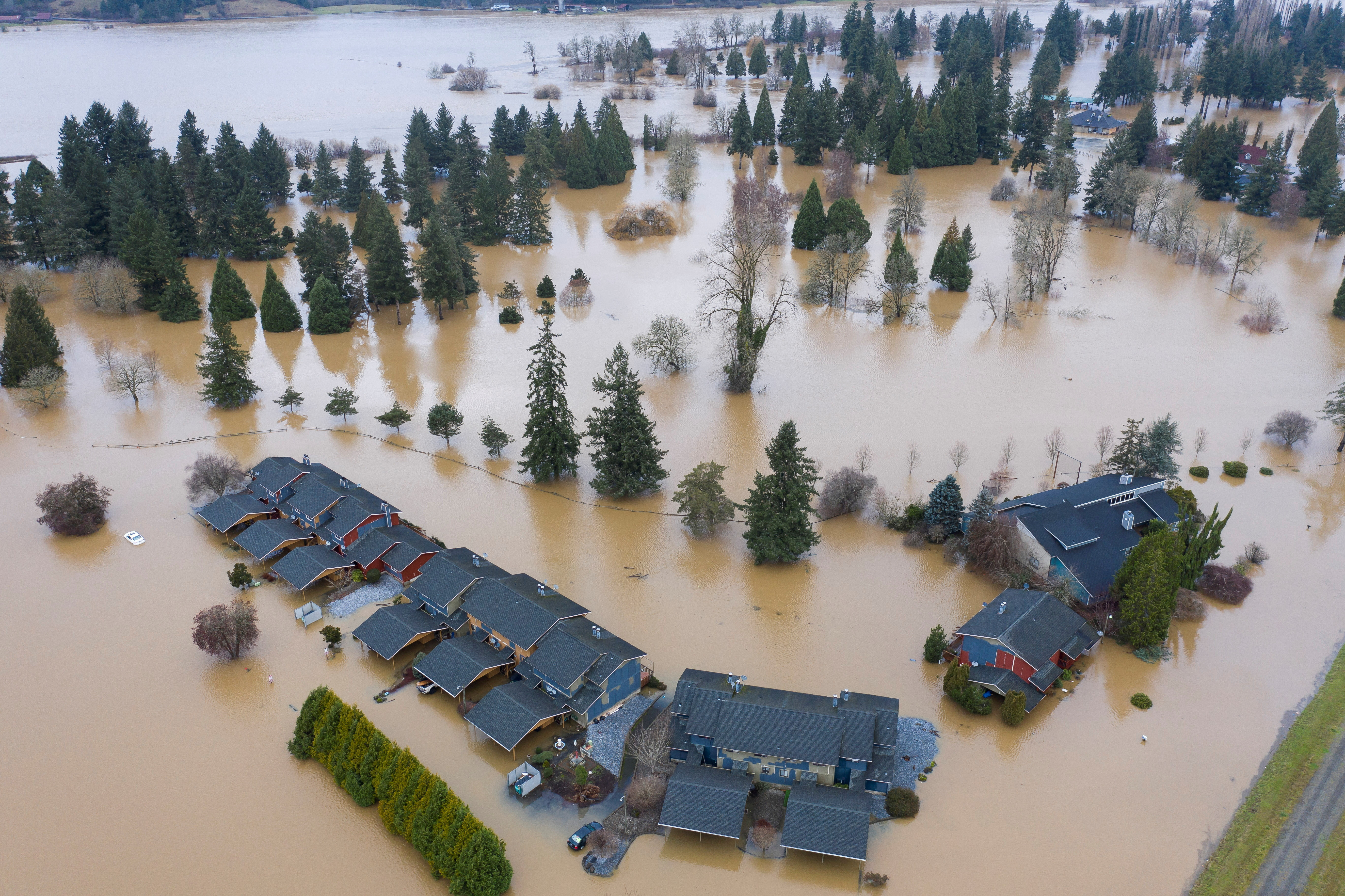 Flooding inundates highway in Chehalis, Washington