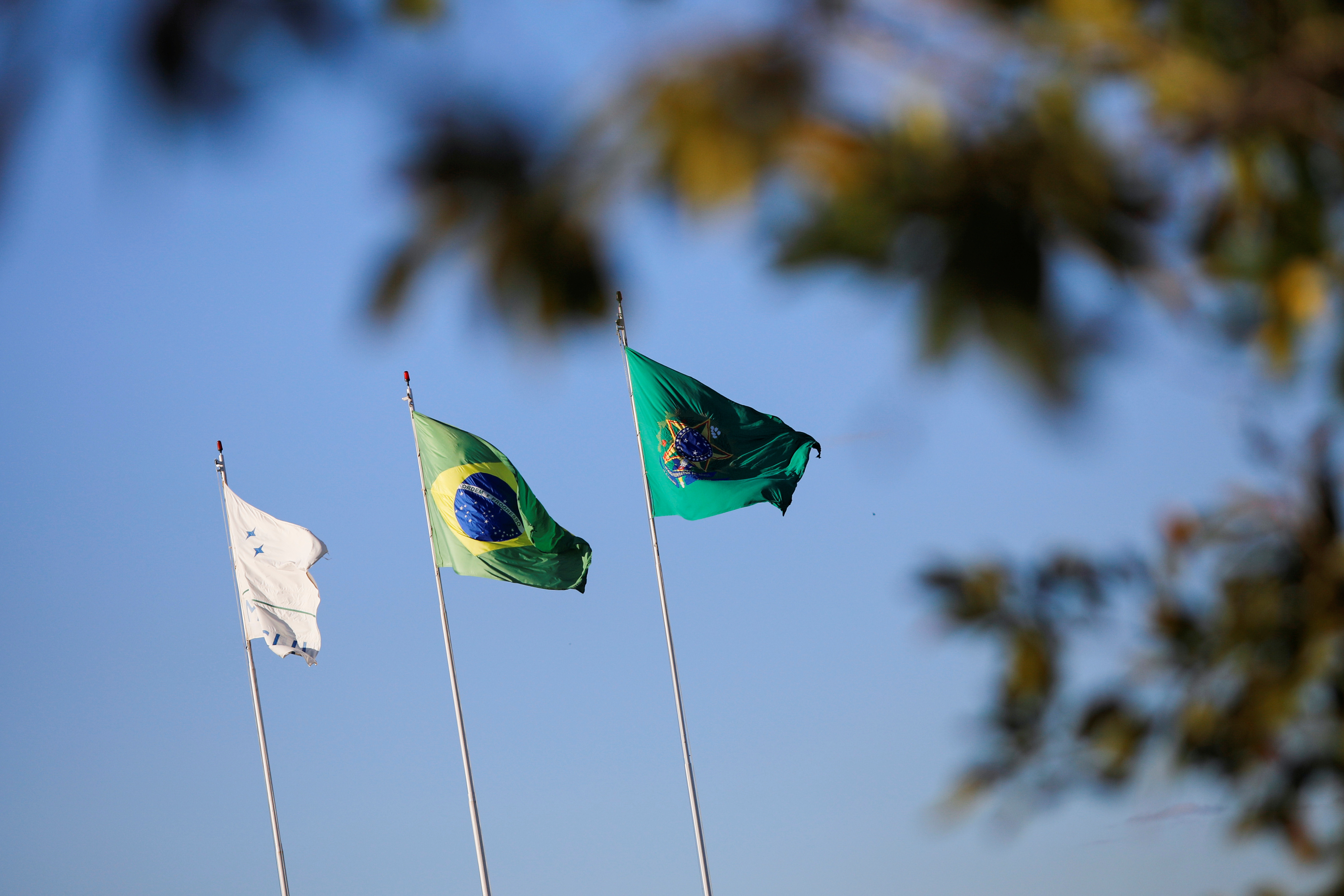 Brazilian Flag is seen in front of the Alvorada Palace, amid the coronavirus disease (COVID-19) outbreak, in Brasilia