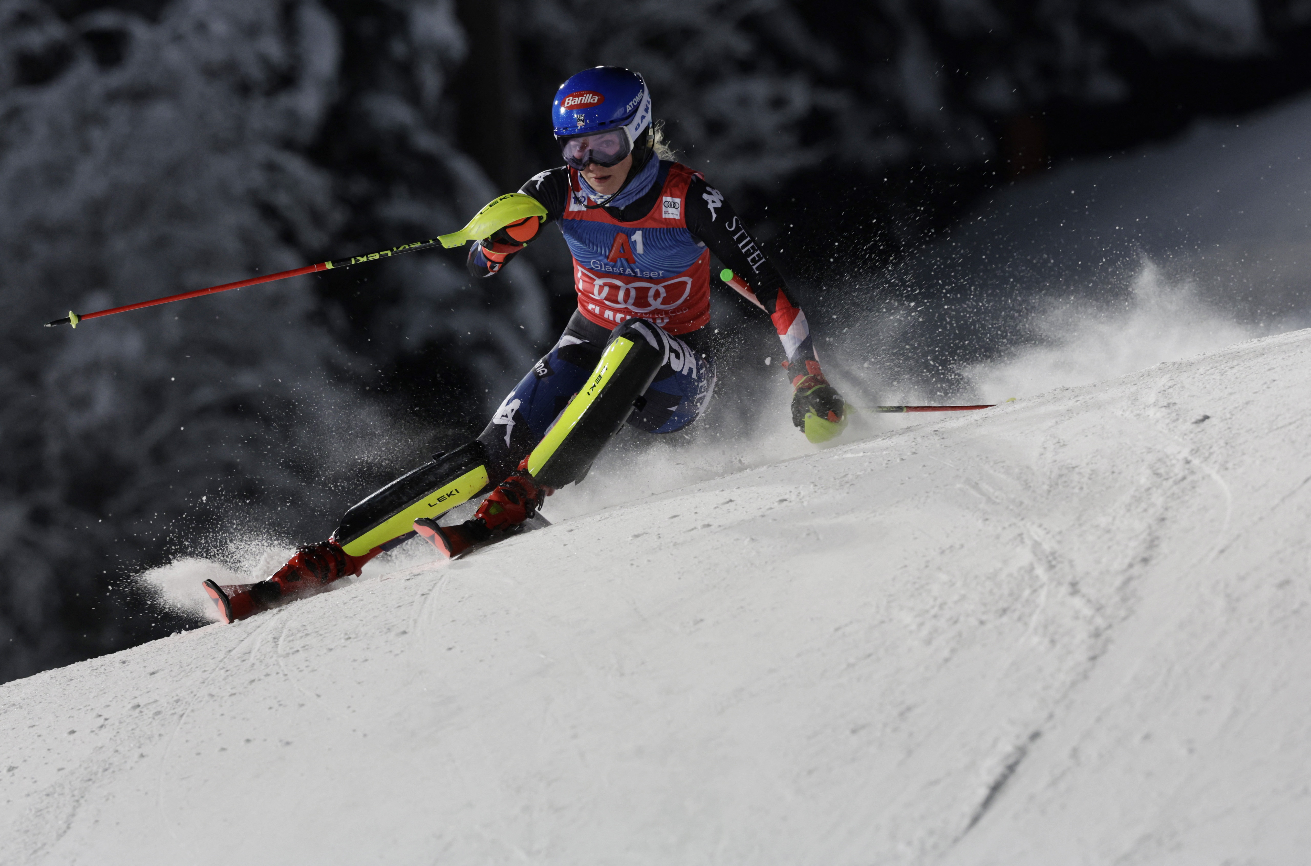 Female Skier On Track Stock Photo - Download Image Now - Skiing