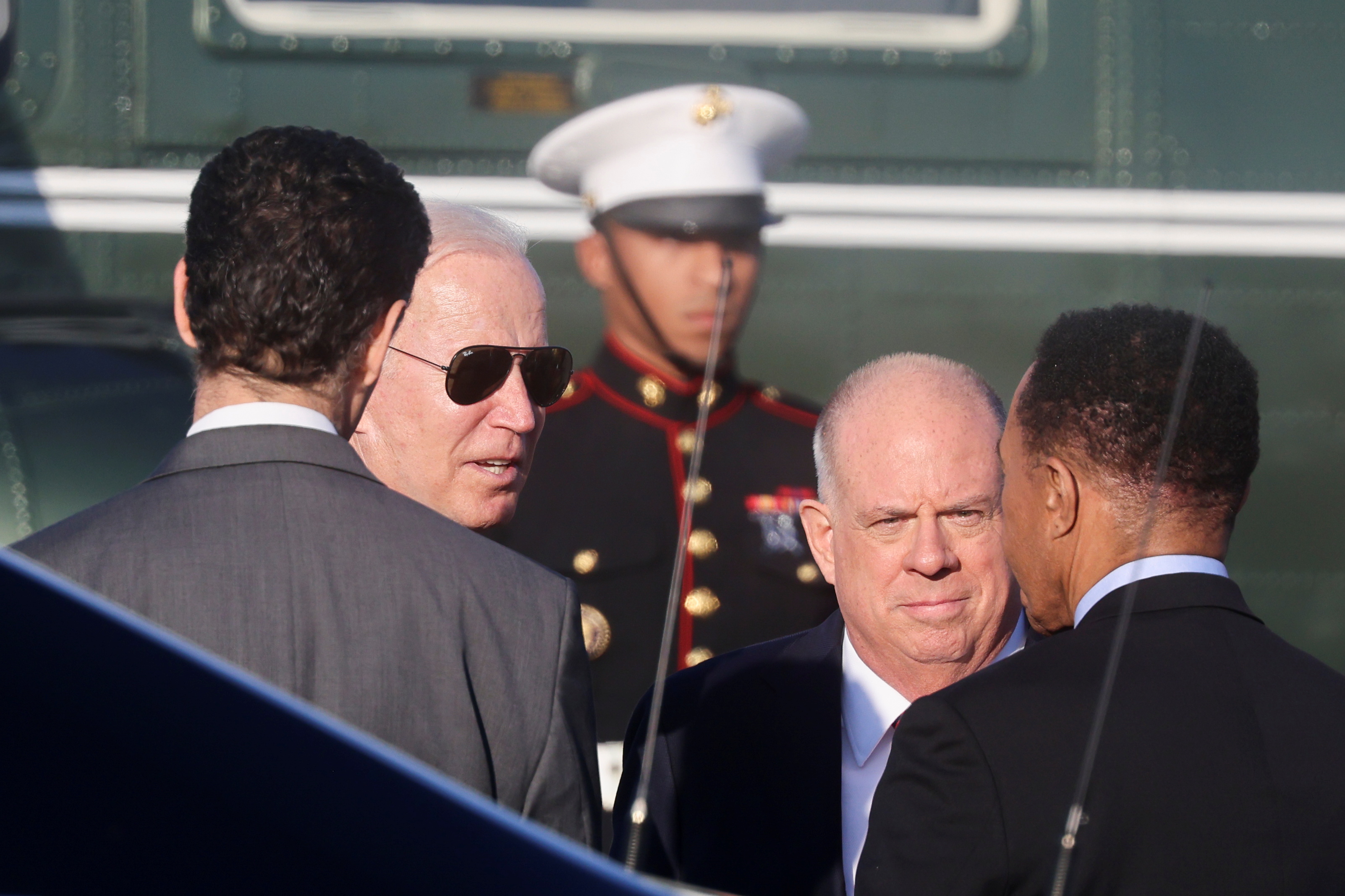 U.S. President Joe Biden arrives at the Port of Baltimore
