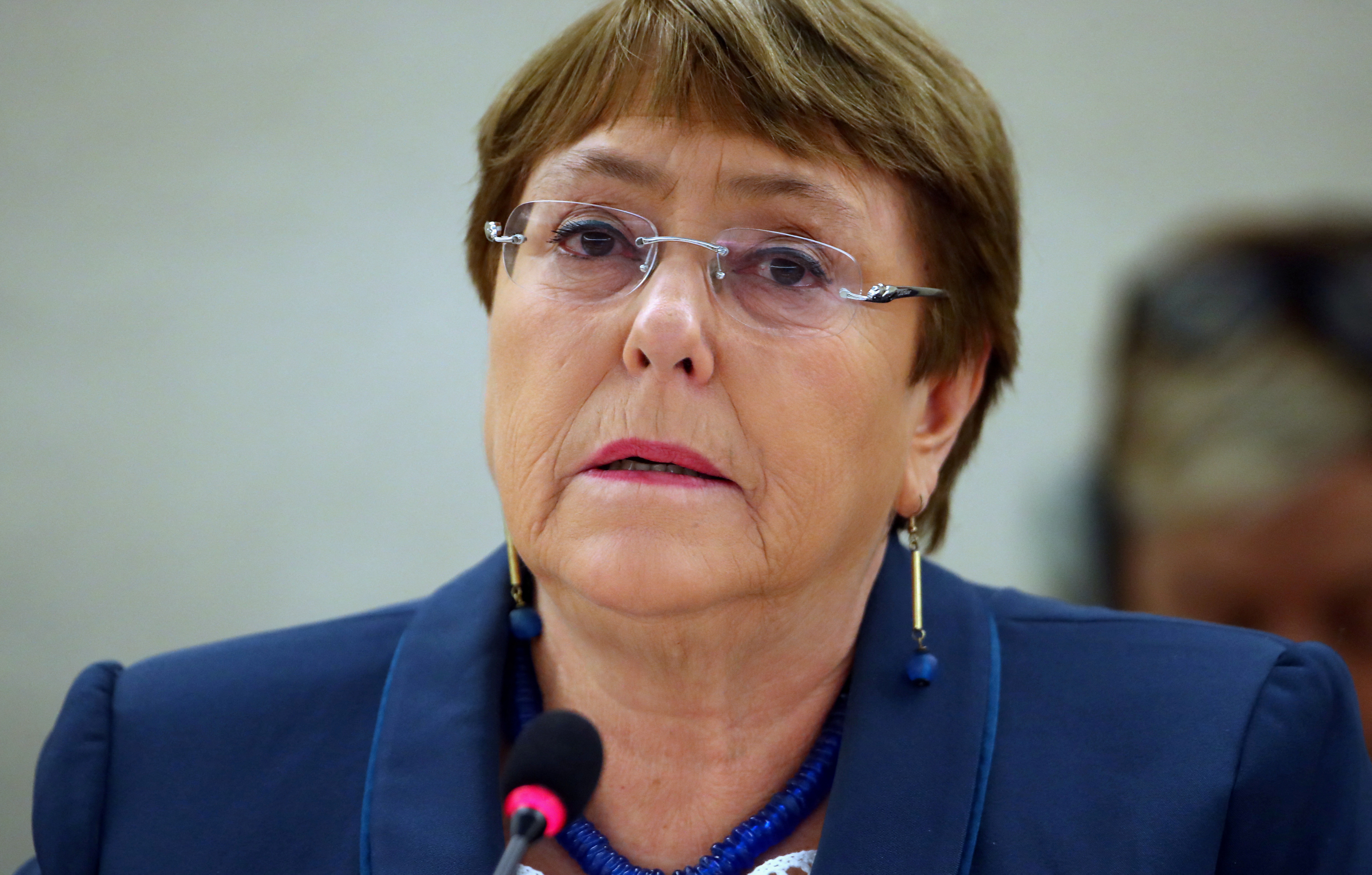 United Nations High Commissioner for Human Rights Michelle Bachelet attends a session of the Human Rights Council