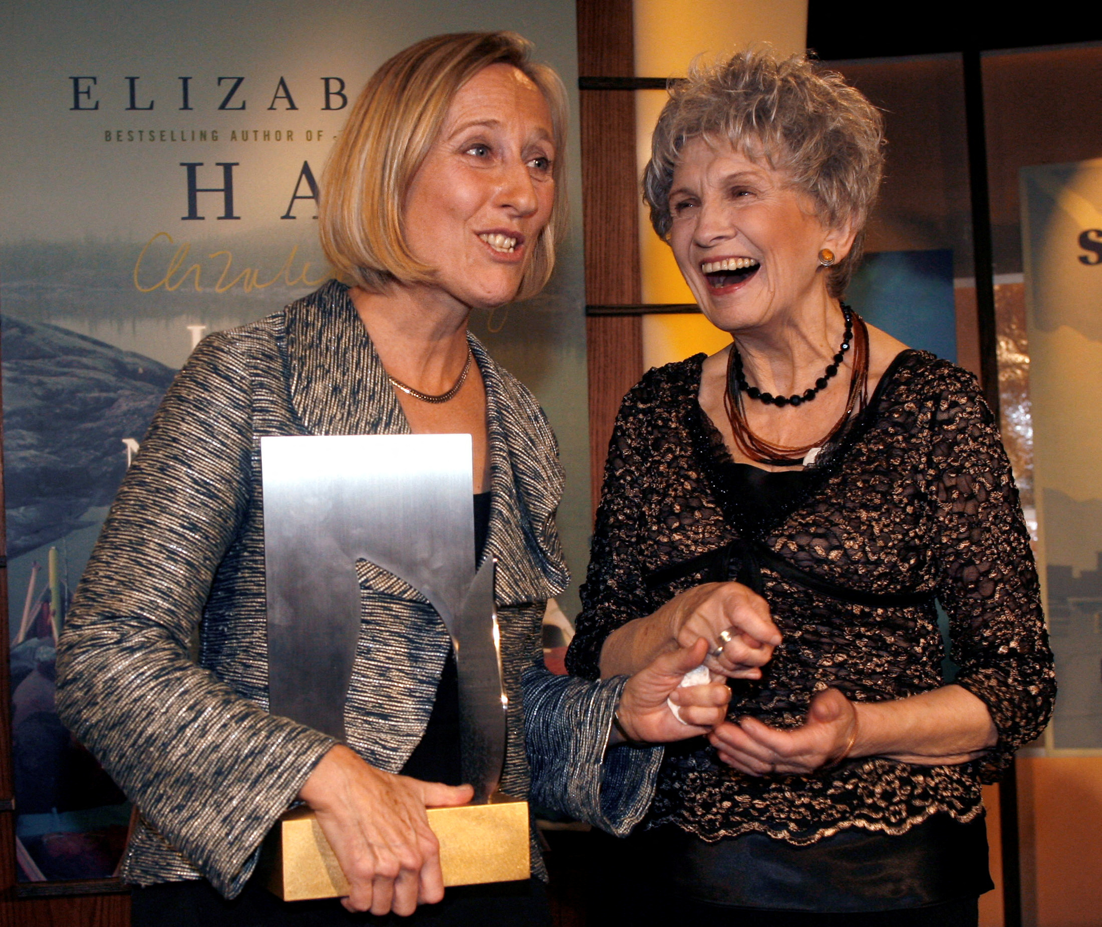 Author Hay celebrates winning Giller Prize with writer Munroe in Toronto