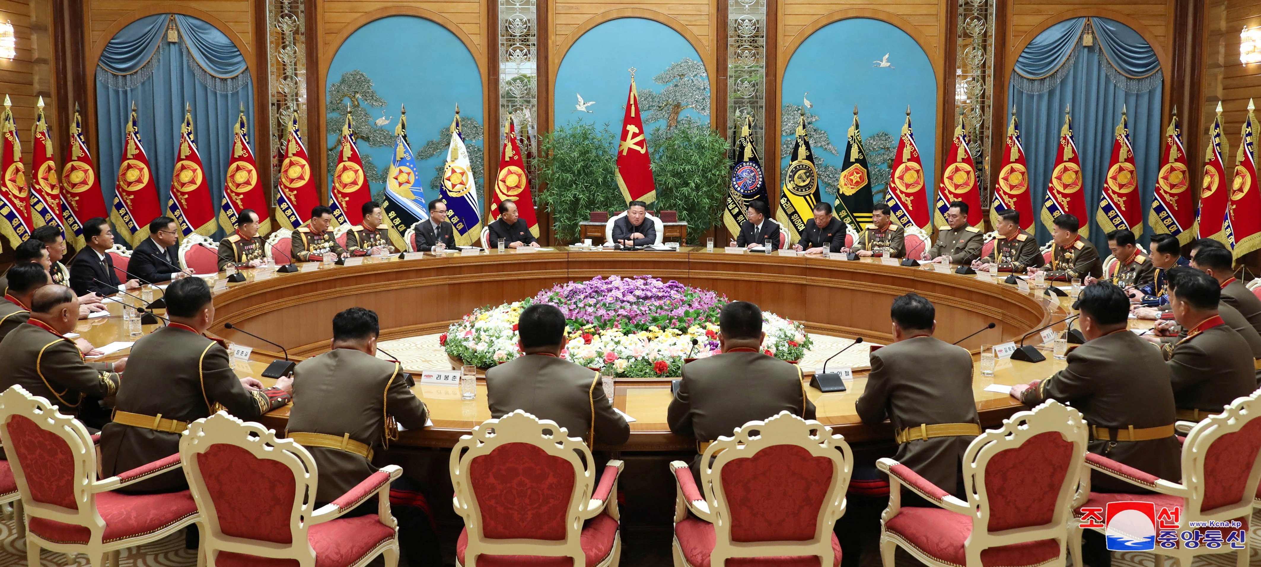 North Korean leader Kim Jong Un presides over a military meeting
