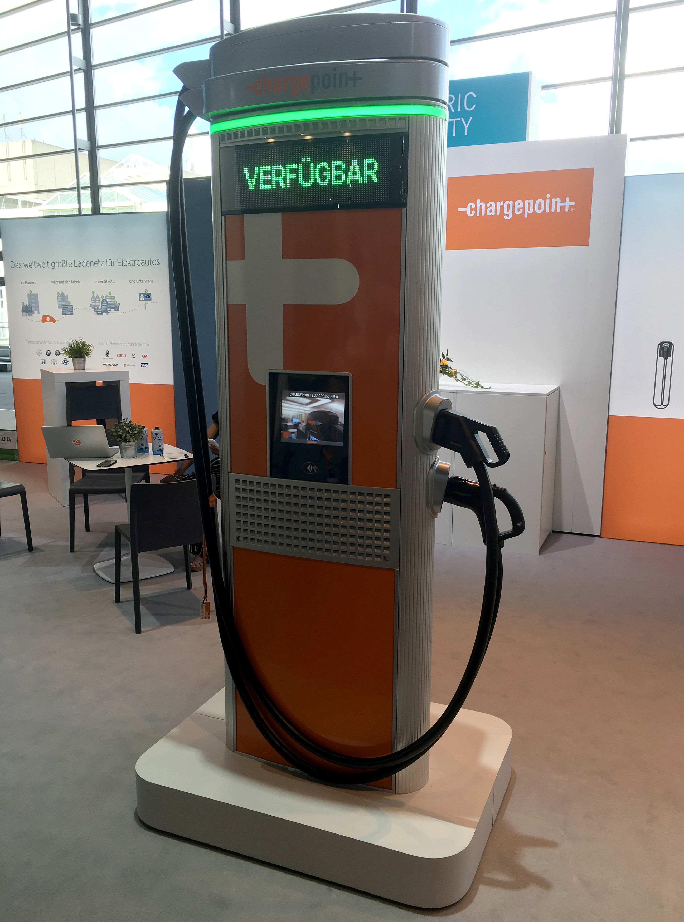 A ChargePoint station on display at the Frankfurt Motor Show (IAA) in Frankfurt