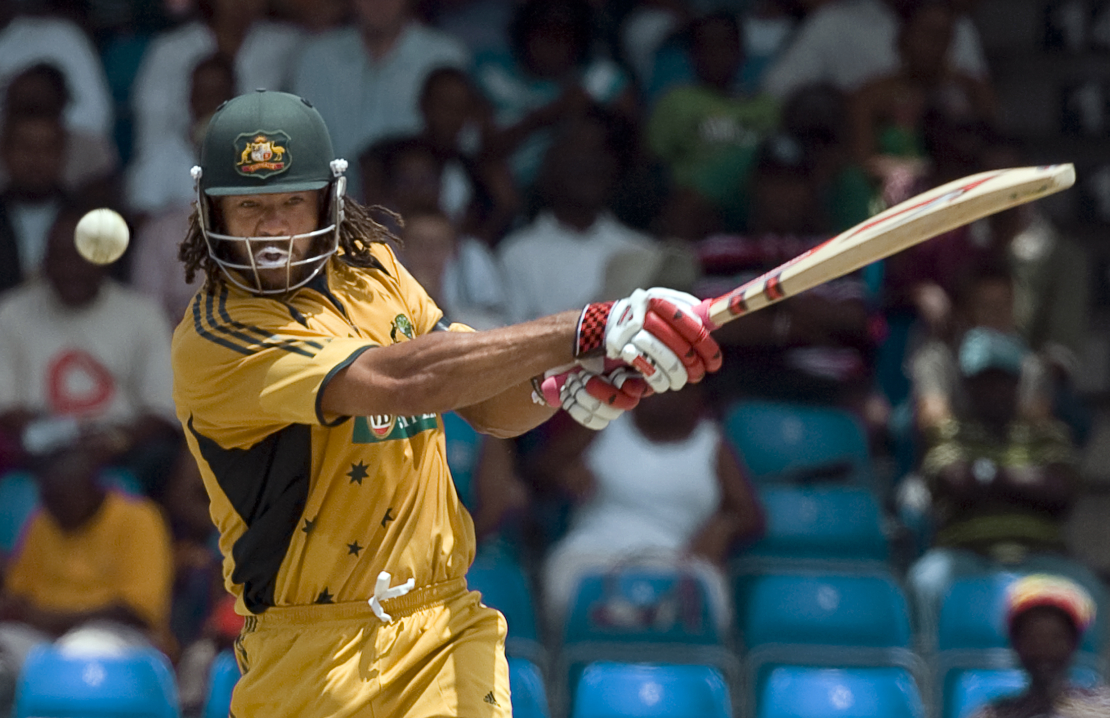 Australia's Symonds bats during their cricket international against West Indies in St. Kitts