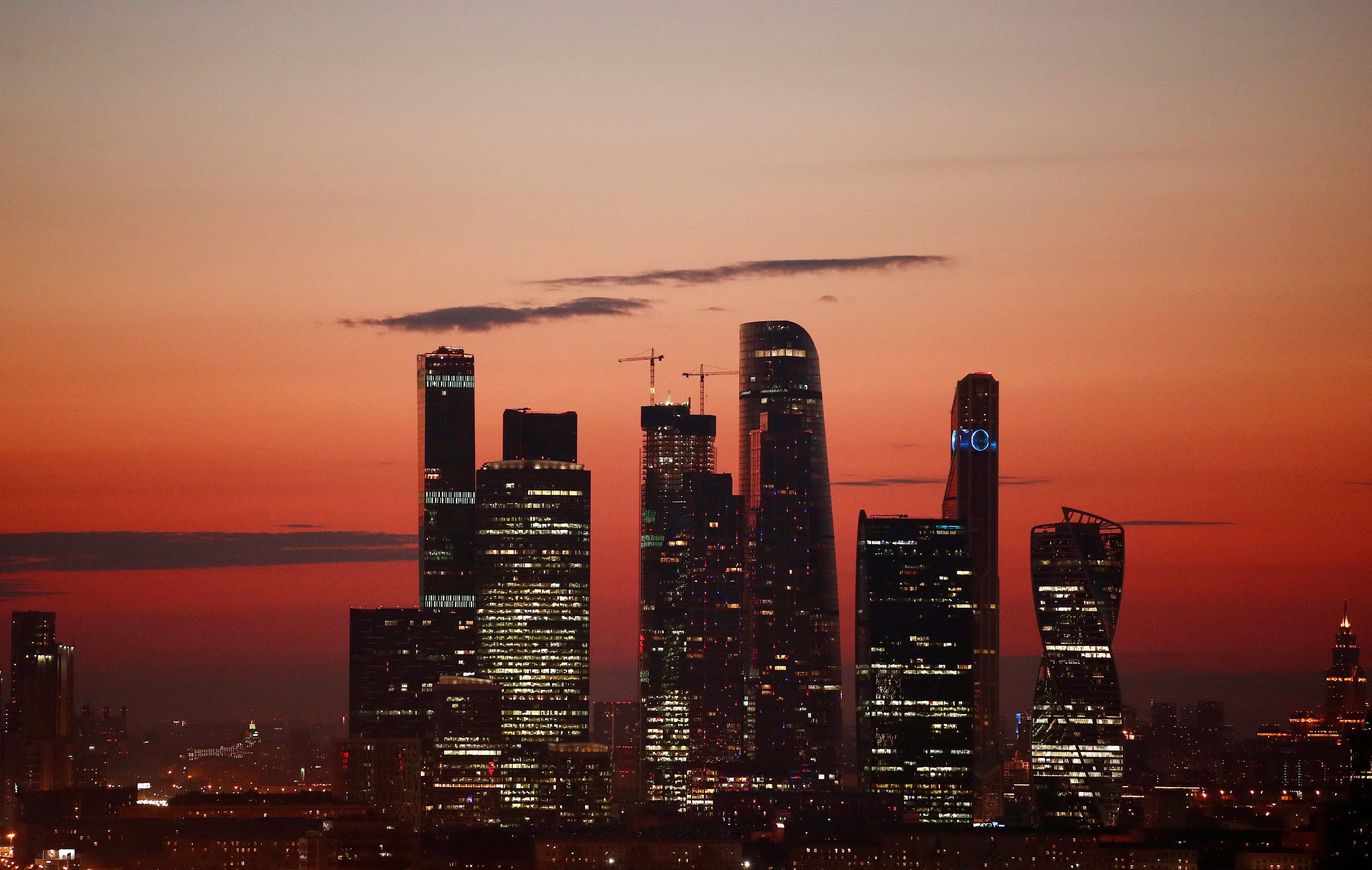 The skyscrapers of the Moscow International Business Centre, also known as 