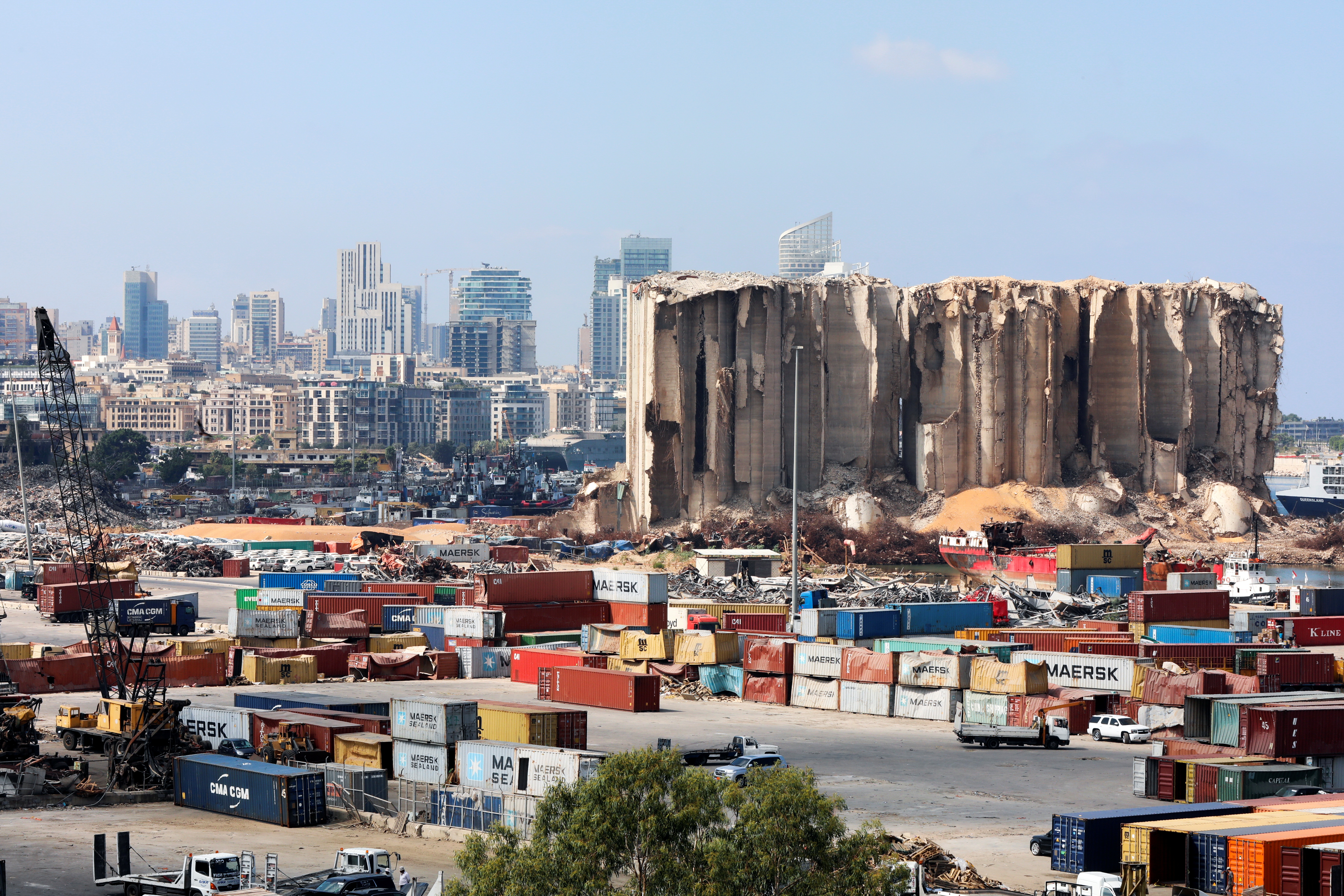 A general view of the site of the 2020 Beirut port explosion