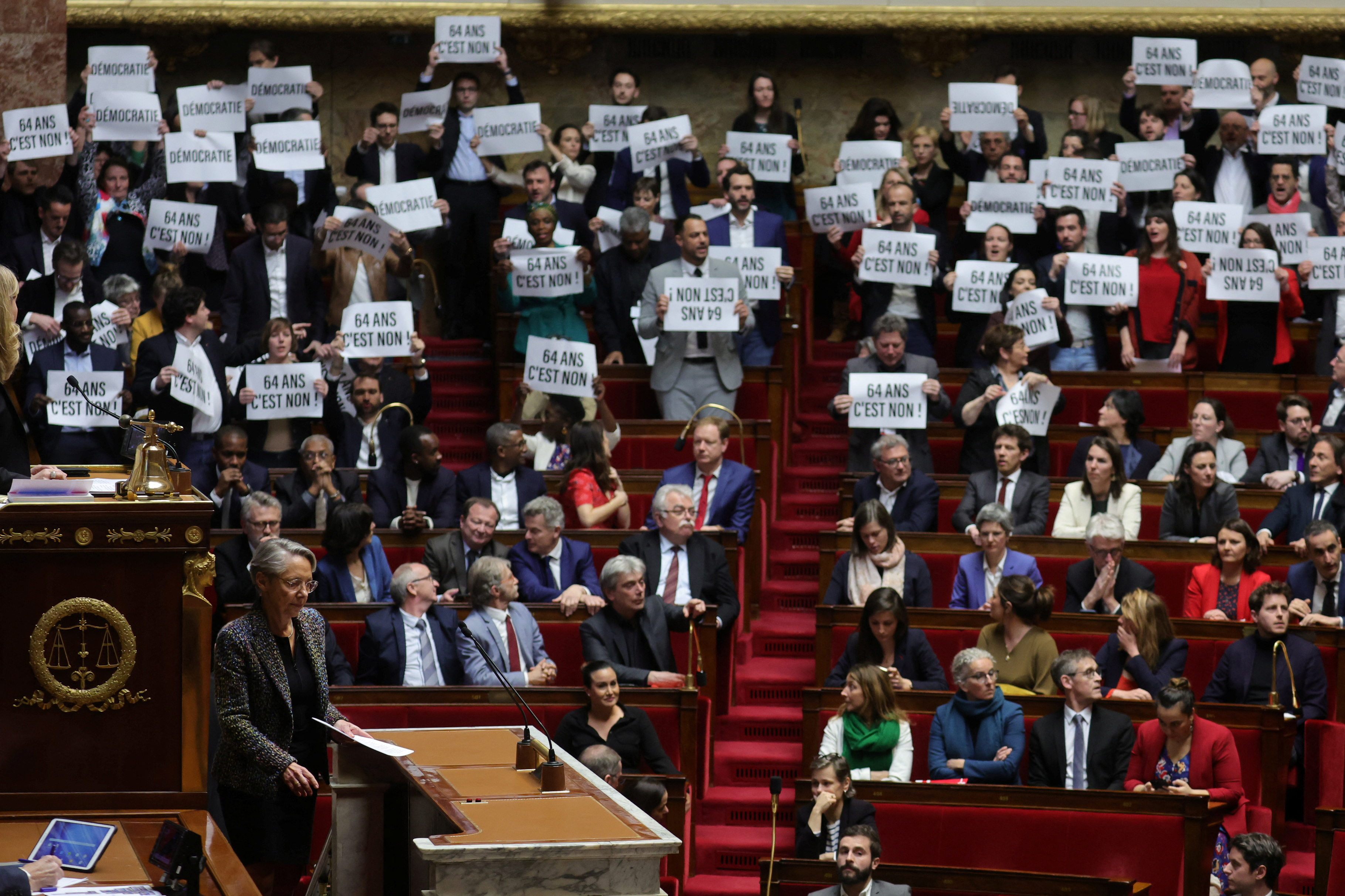 French government's pension reform bill at the National Assembly in Paris