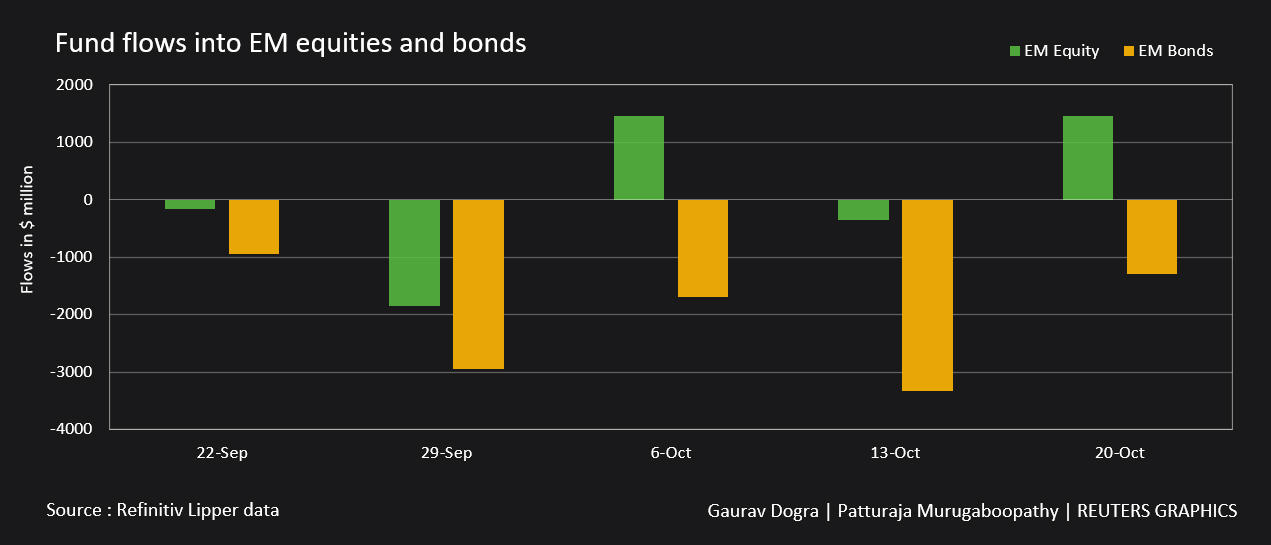 Fund flows into EM equities and bonds