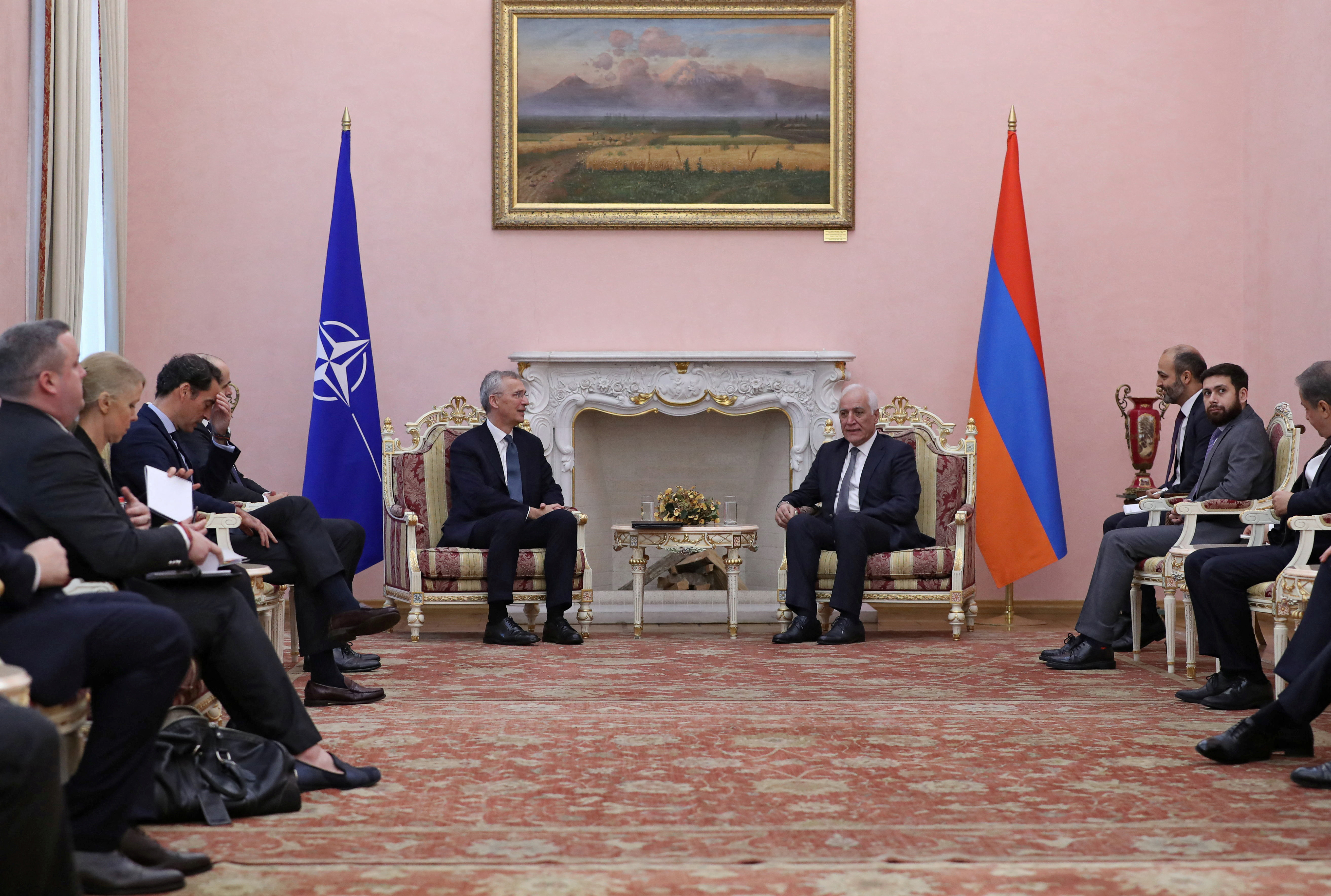 NATO Secretary General Jens Stoltenberg meets Armenian President Vahagn Khachaturyan in Yerevan