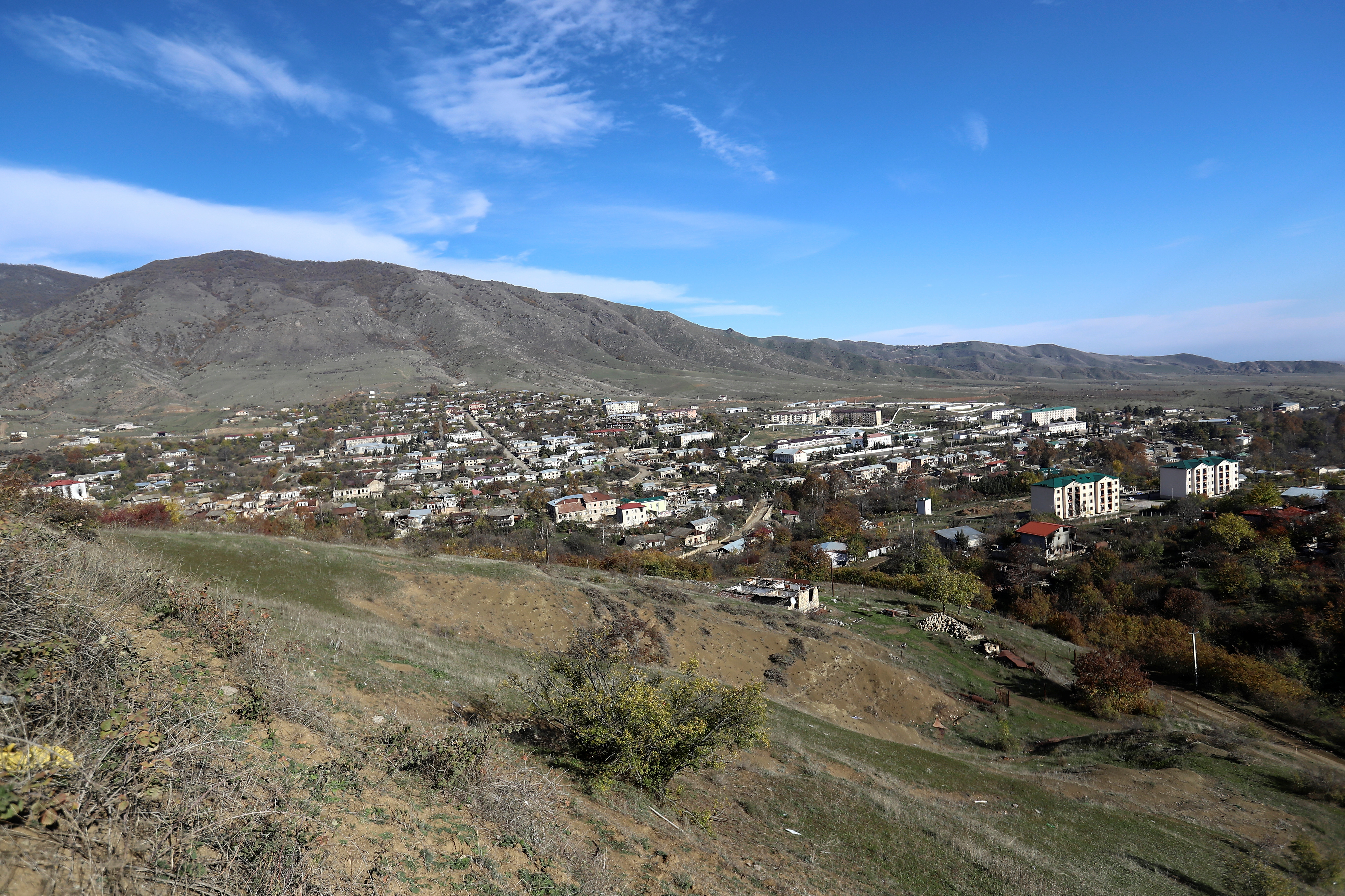 A view shows the town of Hadrut in Nagorno-Karabakh