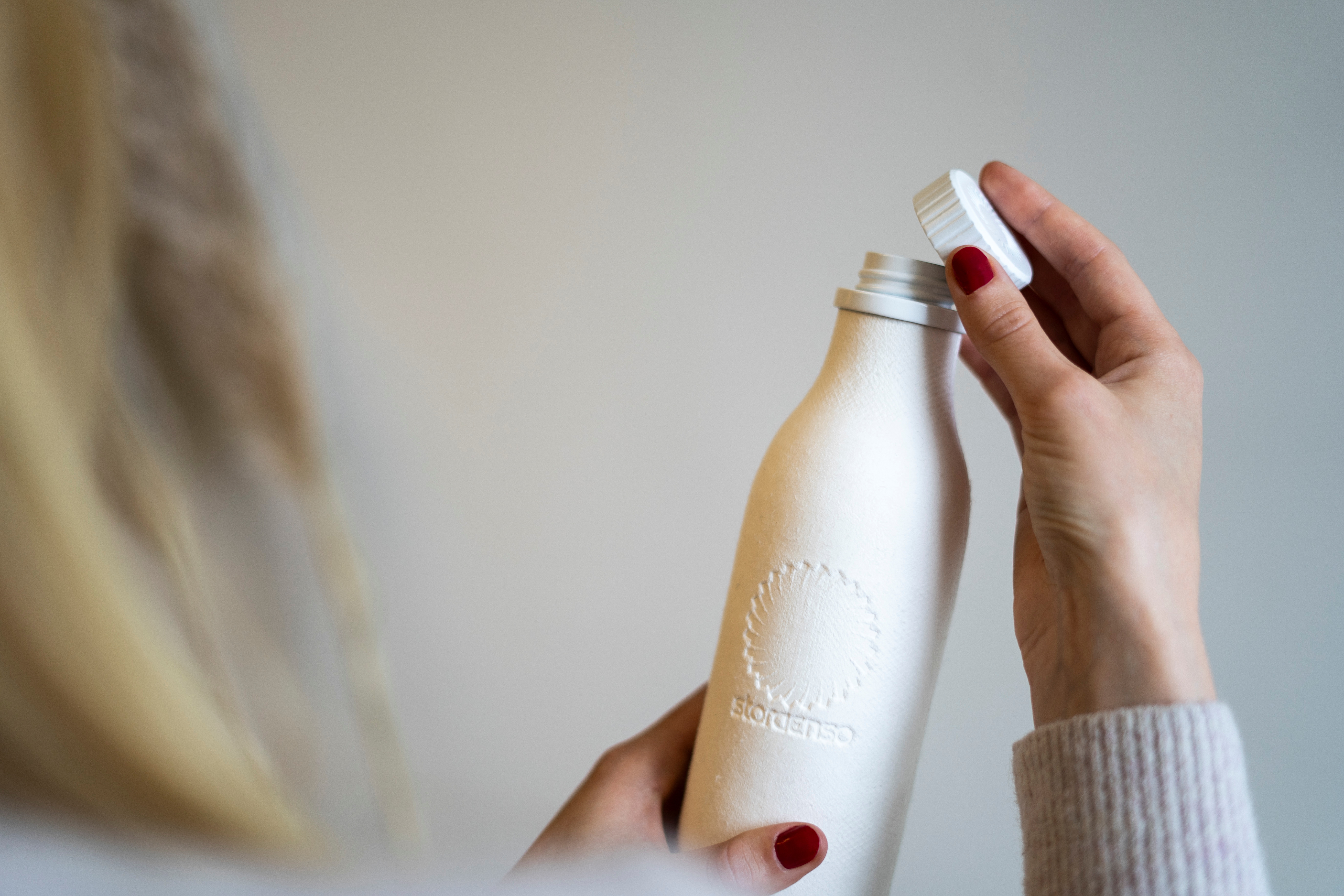 A bottle made out of pulp fibre is seen in this undated  handout photo.  Stora Enso/Handout via REUTERS THIS IMAGE HAS BEEN SUPPLIED BY A THIRD PARTY. MANDATORY CREDIT.