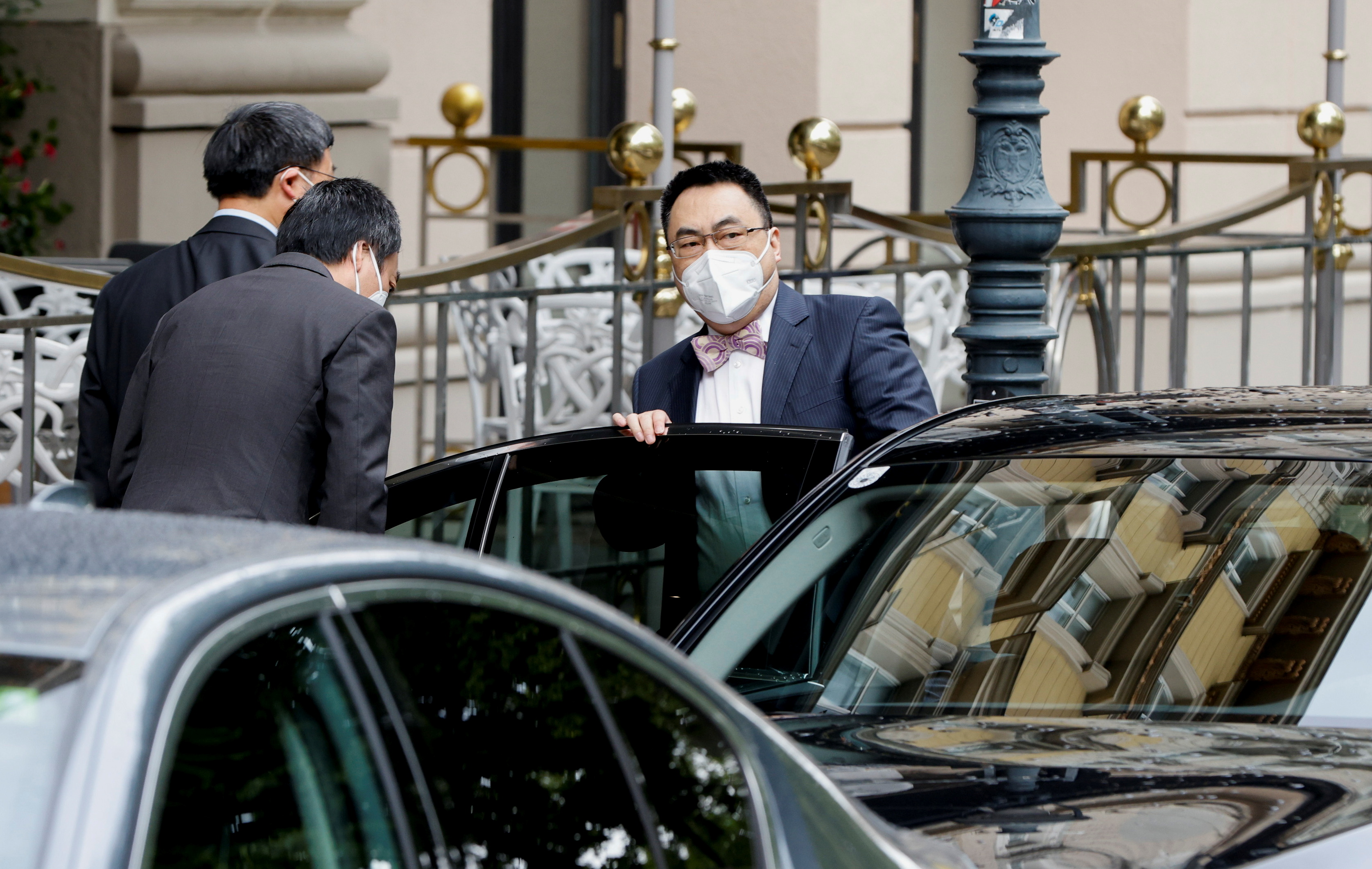 Ambassador of the Permanent Mission of the People's Republic of China to the United Nations Wang Qun leaves after a meeting of the JCPOA Joint Commission, in Vienna, Austria, May 19, 2021. REUTERS/ Leonhard Foeger?