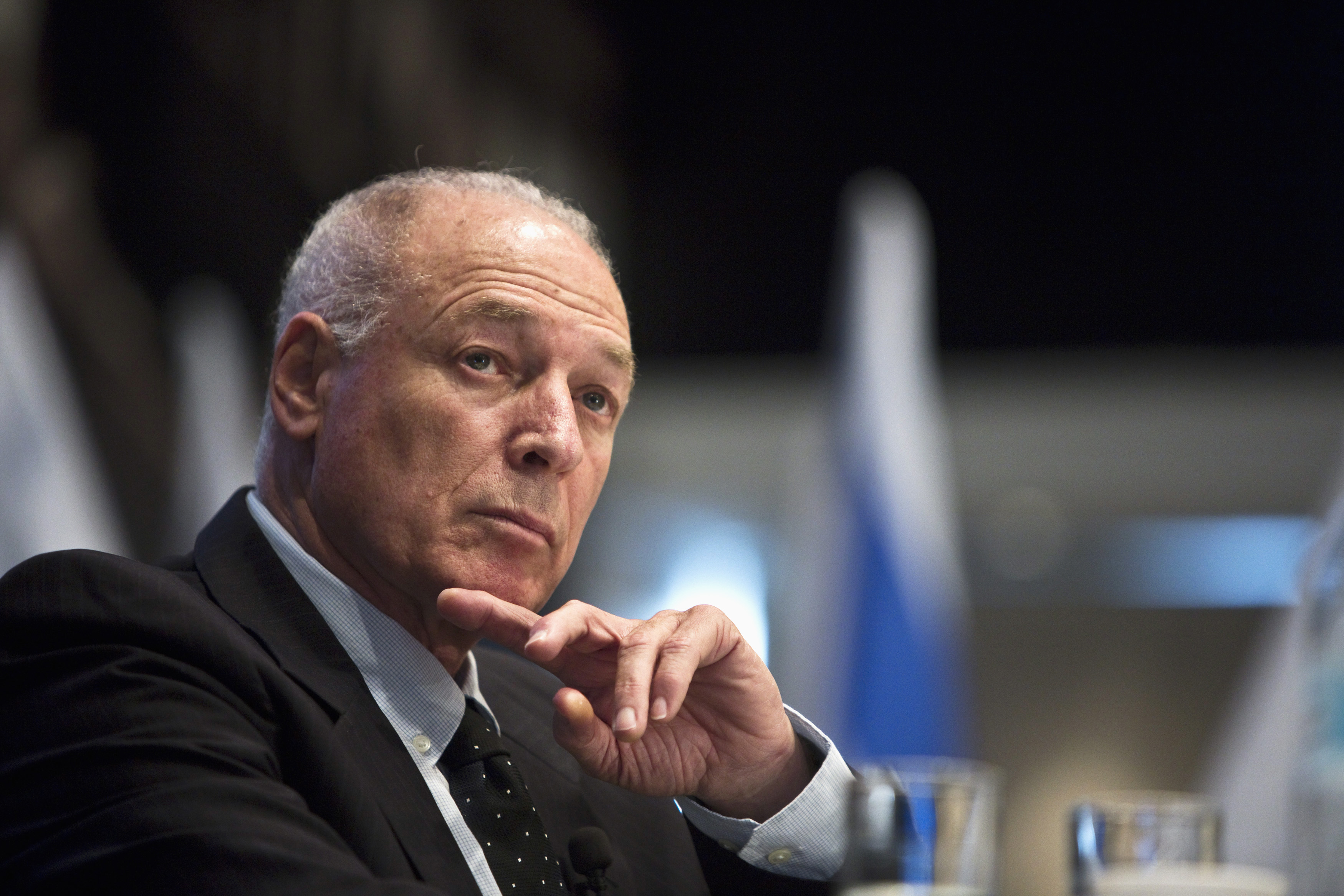 Amnon Neubach, the new chairman of the Tel Aviv Stock Exchange (TASE), attends a news conference in Tel Aviv