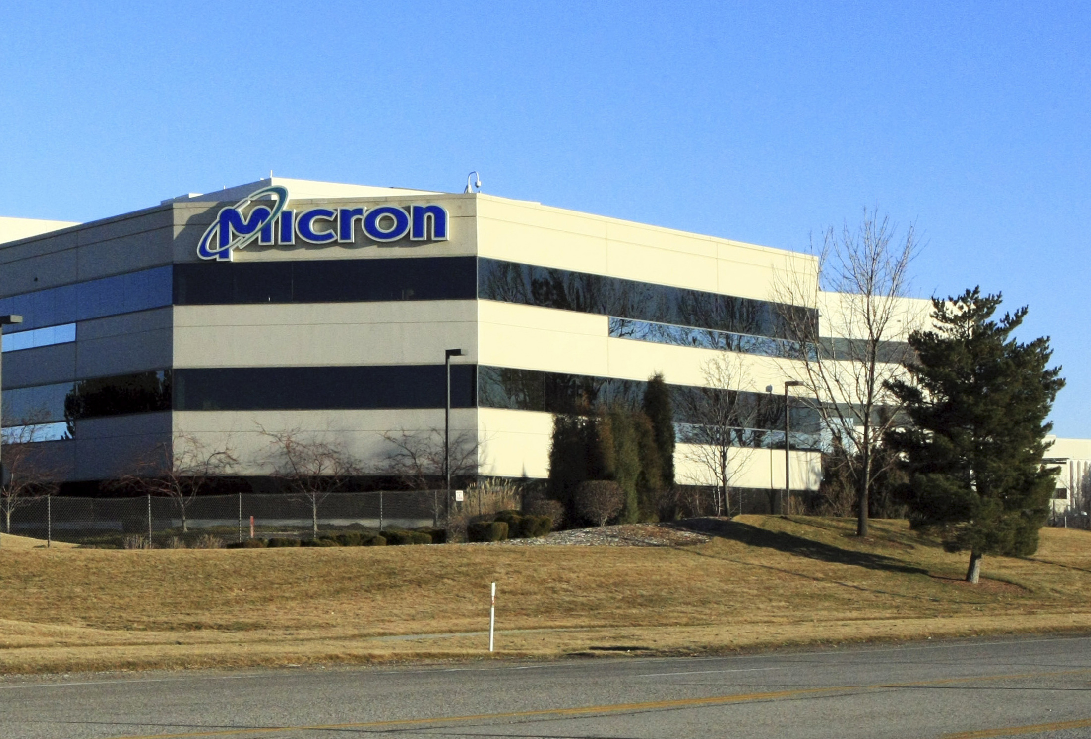 The main entrance to Micron corporate headquarters in Boise, Idaho