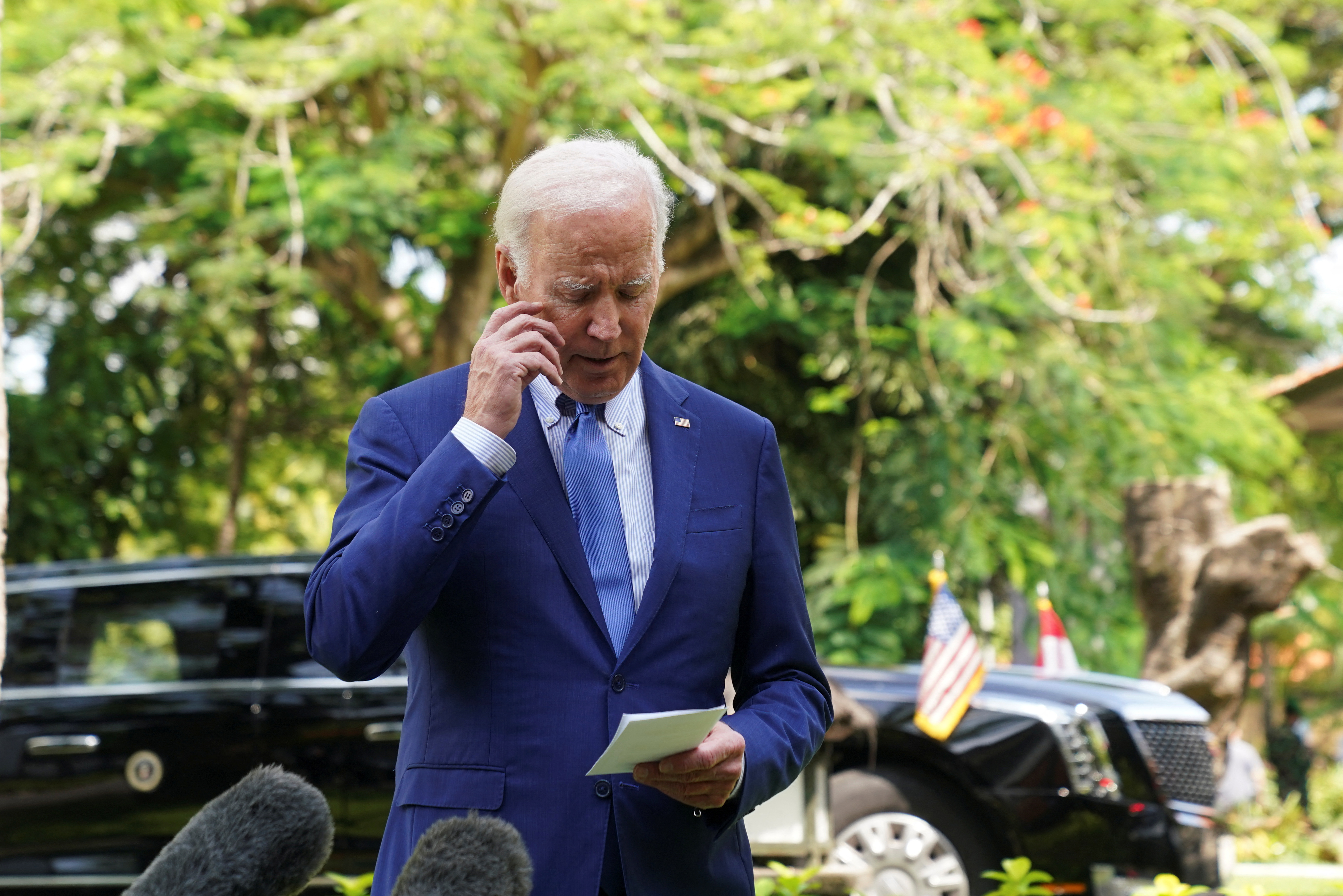 Biden speaks to the media in Bali