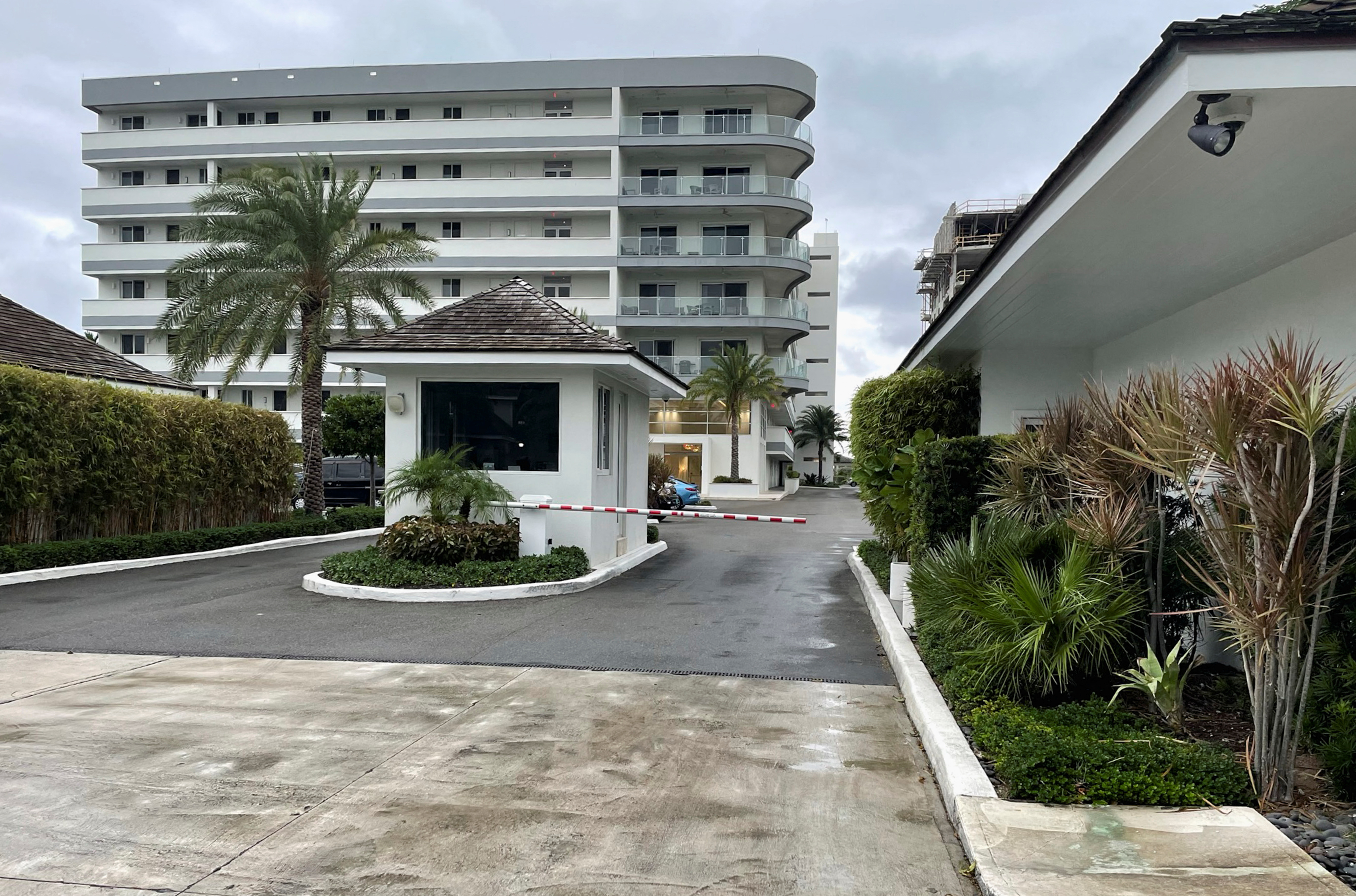 View of the entrance to the condominium complex ONE Cable Beach, in Bahamas
