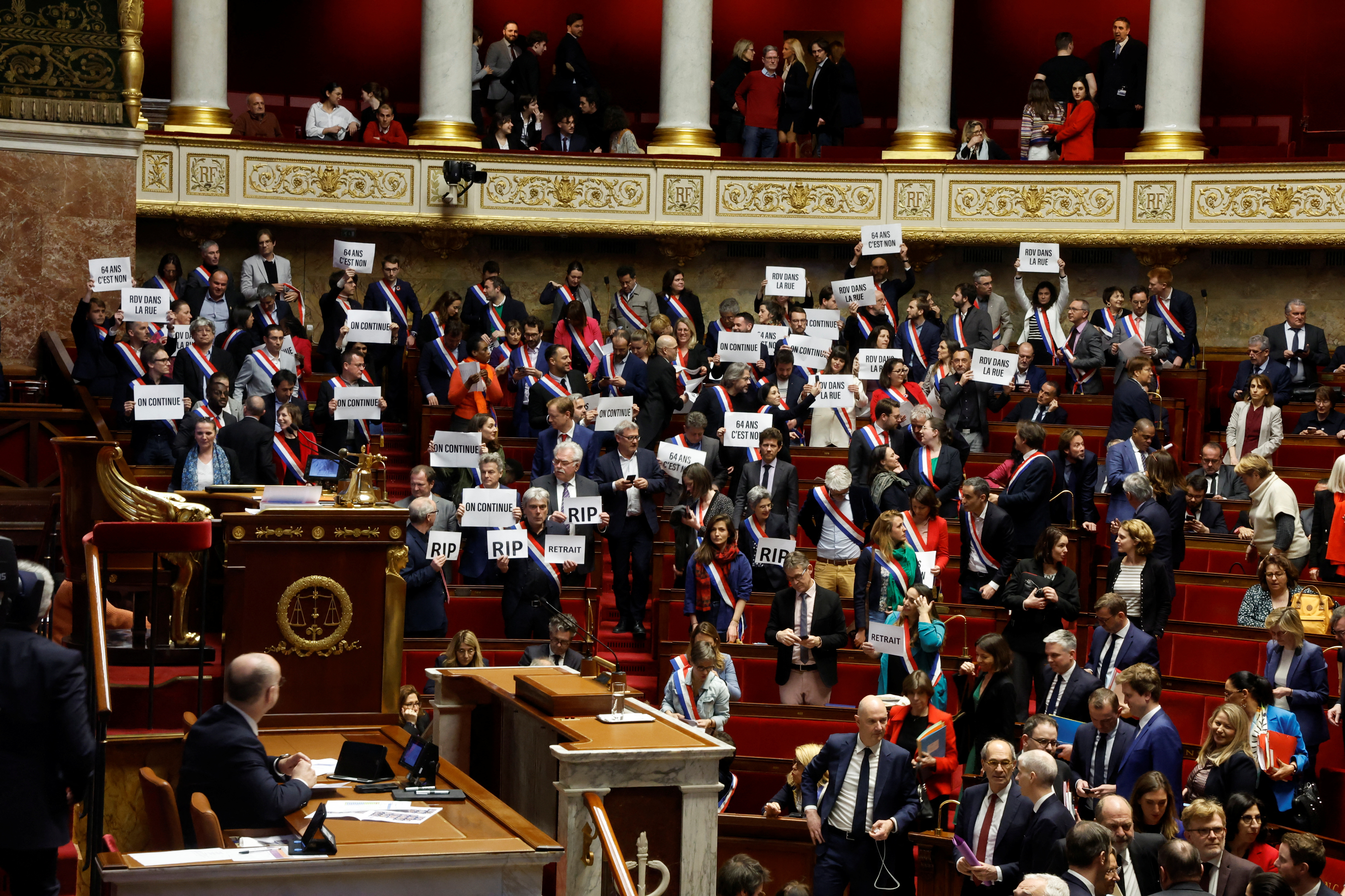 No-confidence vote on pension reform at the National Assembly in Paris