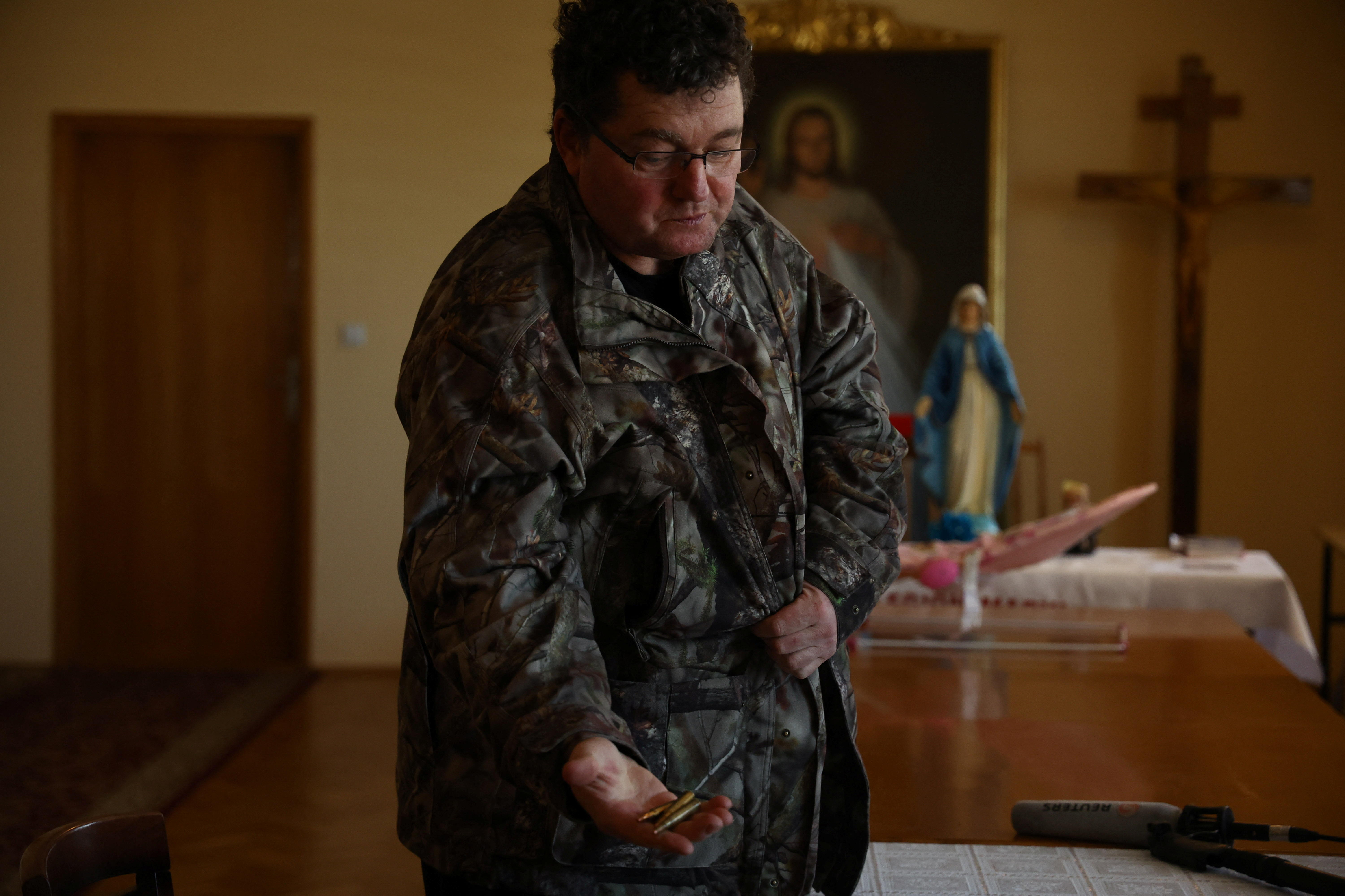 Polish Catholic priest host refugees who fled the Russia's invasion of Ukraine, at a clergy house near the border in Lubaczow