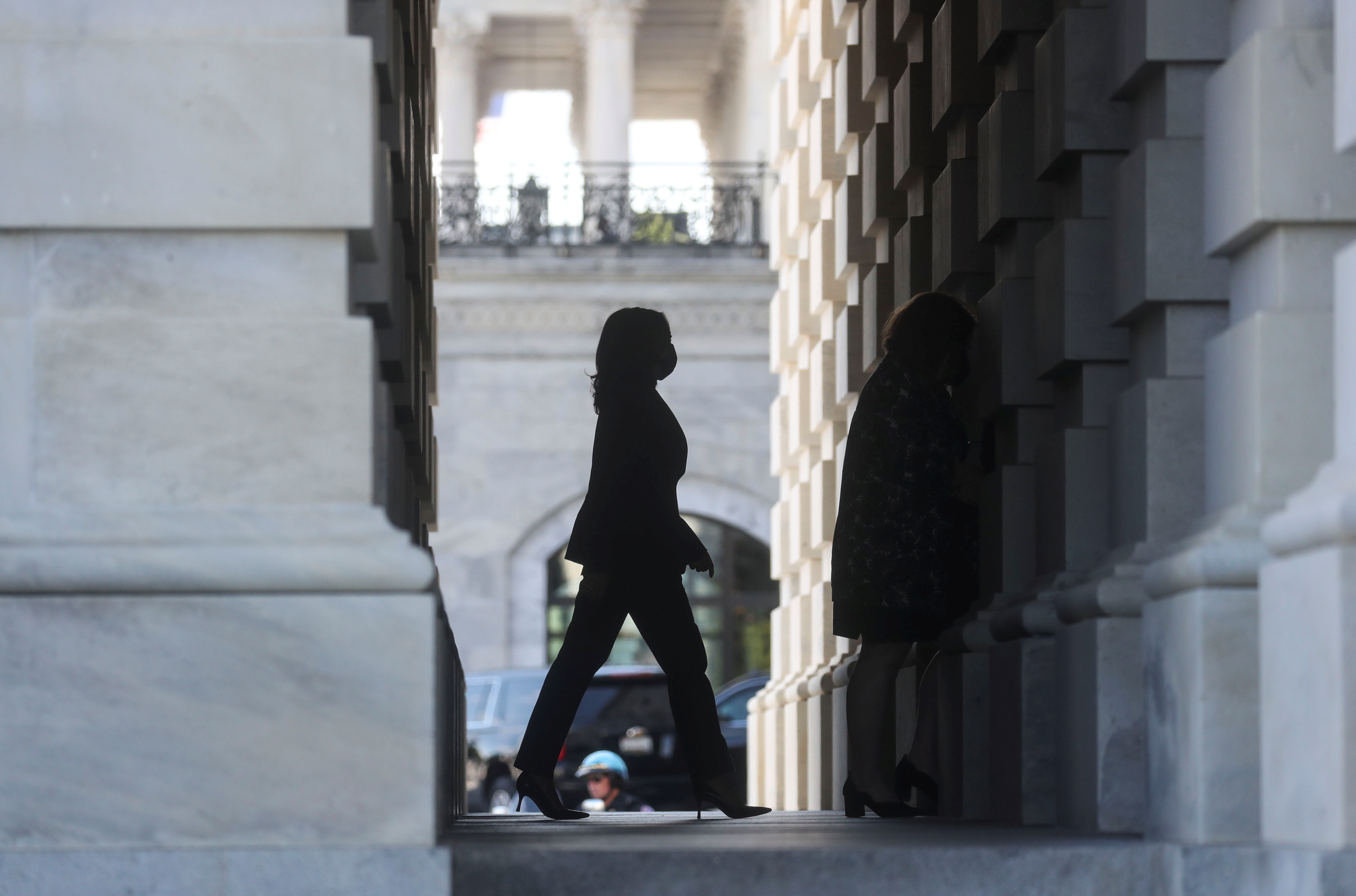 U.S. Vice President Kamala Harris arrives at the U.S. Capitol in Washington, U.S., September 30, 2021. REUTERS/Leah Millis