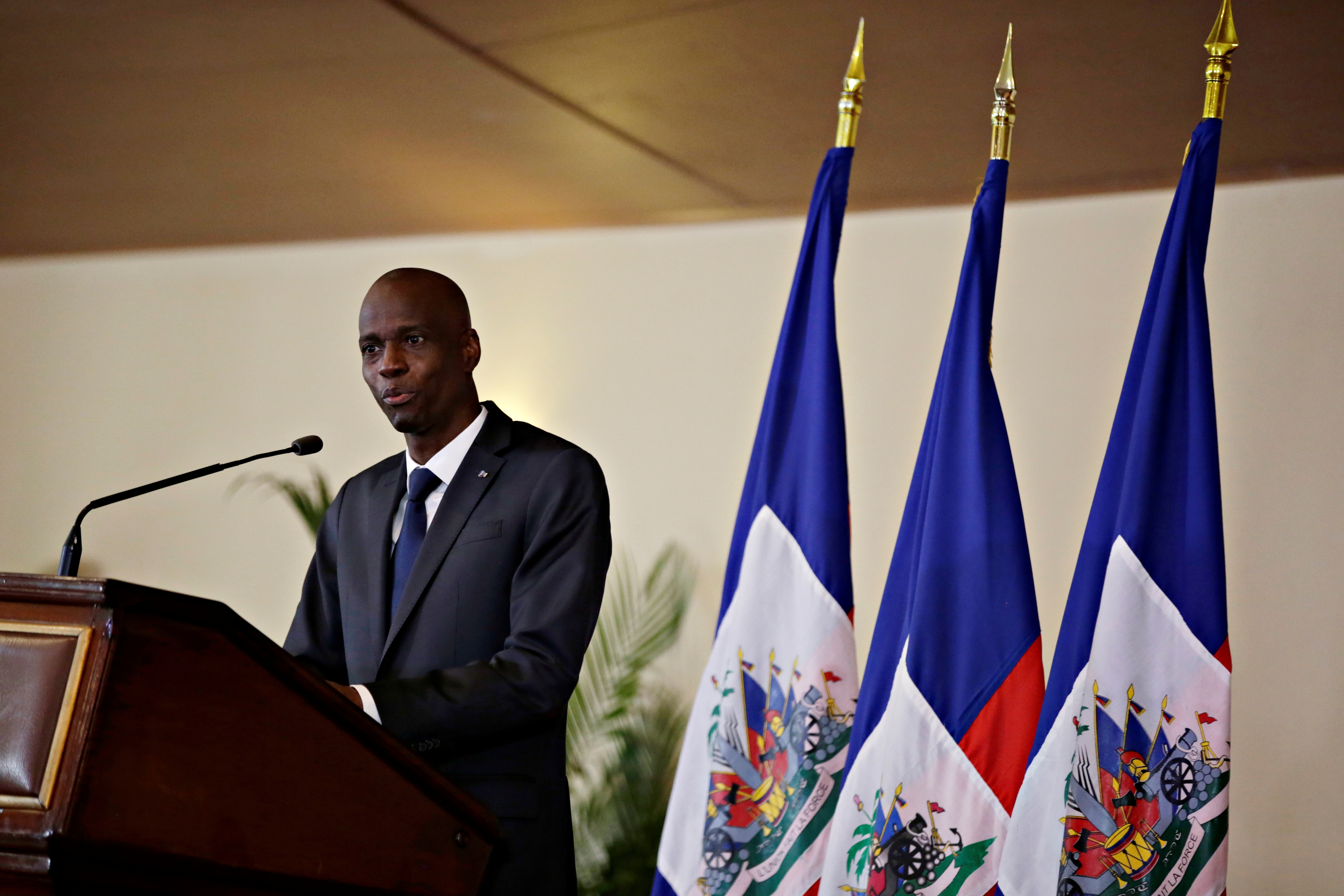 Haiti's President Jovenel Moise speaks during the investiture ceremony of the independent advisory committee for the drafting of the new constitution at the National Palace in Port-au-Prince, Haiti October 30, 2020. REUTERS/Andres Martinez Casares/File Photo